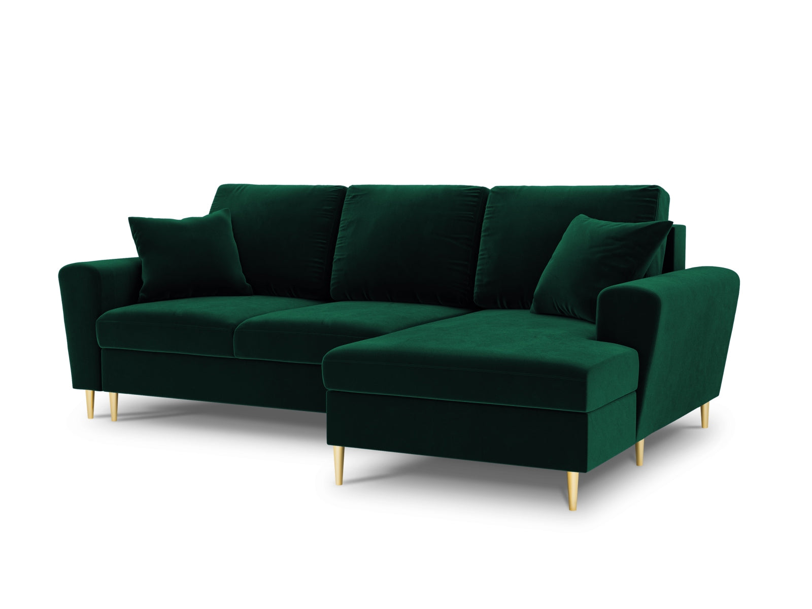 Entdecken Sie das elegante Kyoto Velour Ecksofa rechts mit Schlaffunktion und Stauraum. Ideal für stilvolle Wohnräume und gemütliche Abende.