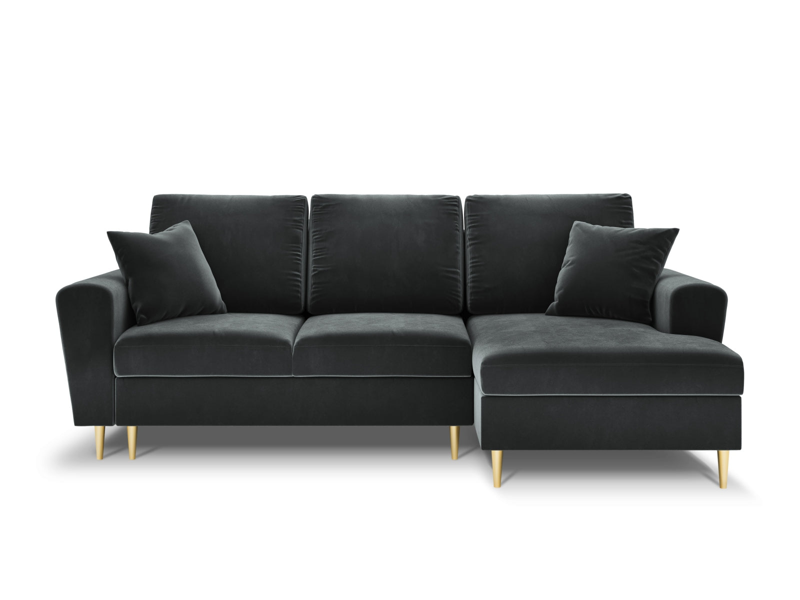 Entdecken Sie das elegante Kyoto Velour Ecksofa rechts mit Schlaffunktion und Stauraum. Ideal für stilvolle Wohnräume und gemütliche Abende.