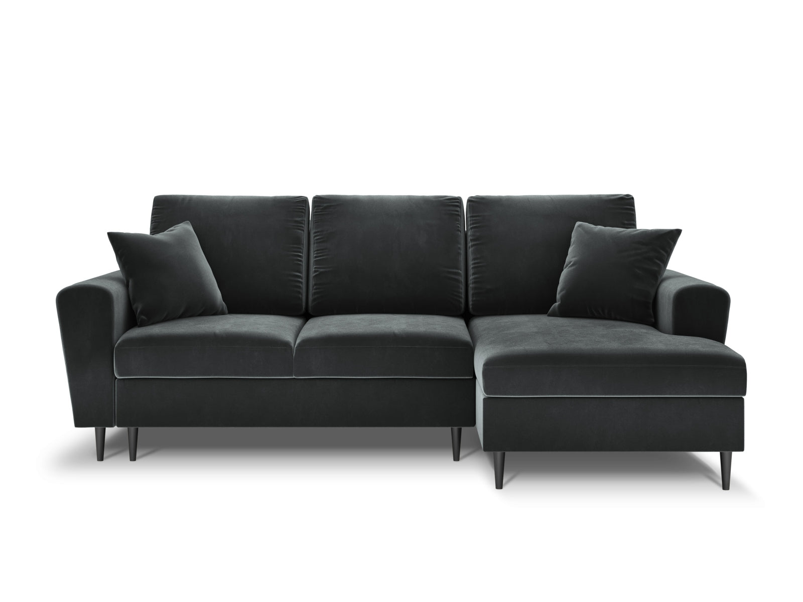 Entdecken Sie das elegante Kyoto Velour Ecksofa rechts mit Schlaffunktion und Stauraum. Ideal für stilvolle Wohnräume und gemütliche Abende.