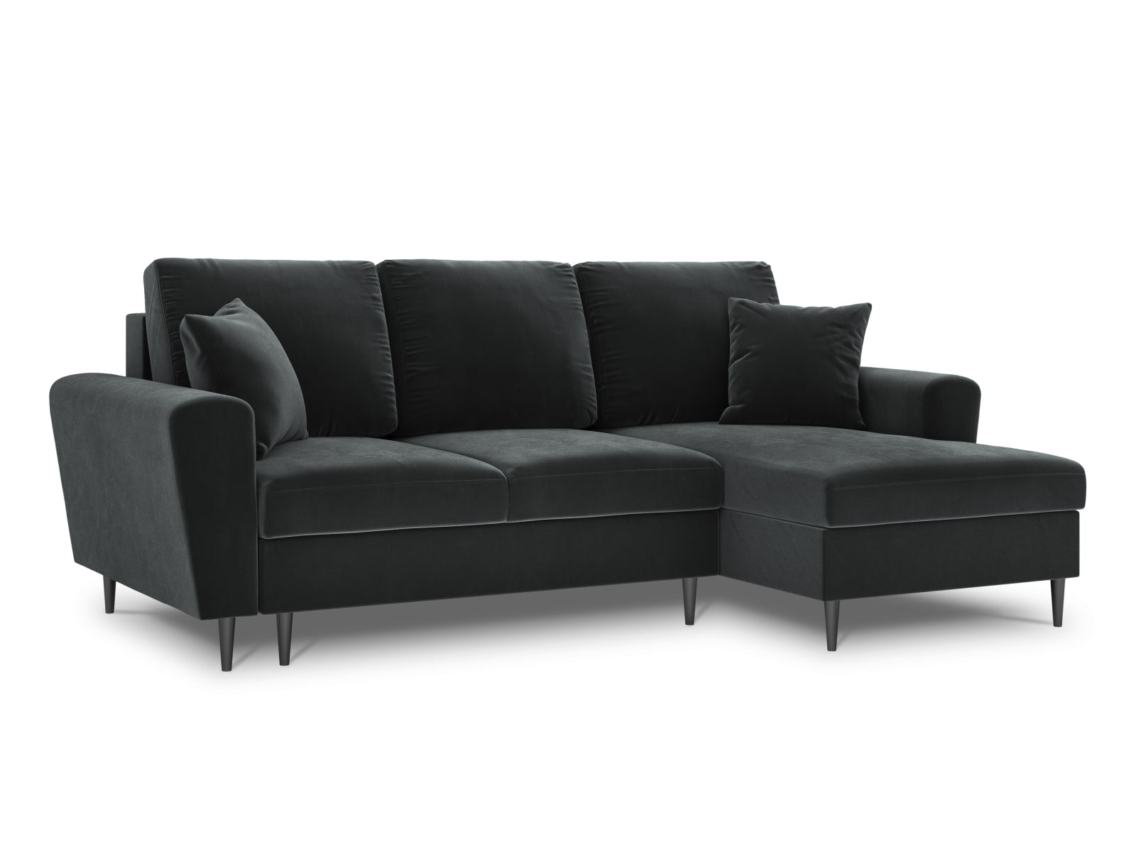 Erleben Sie das Kyoto Velour Ecksofa rechts – ein stilvolles 4-Sitzer Sofa mit praktischer Schlaffunktion und Stauraum für Ihr Zuhause.