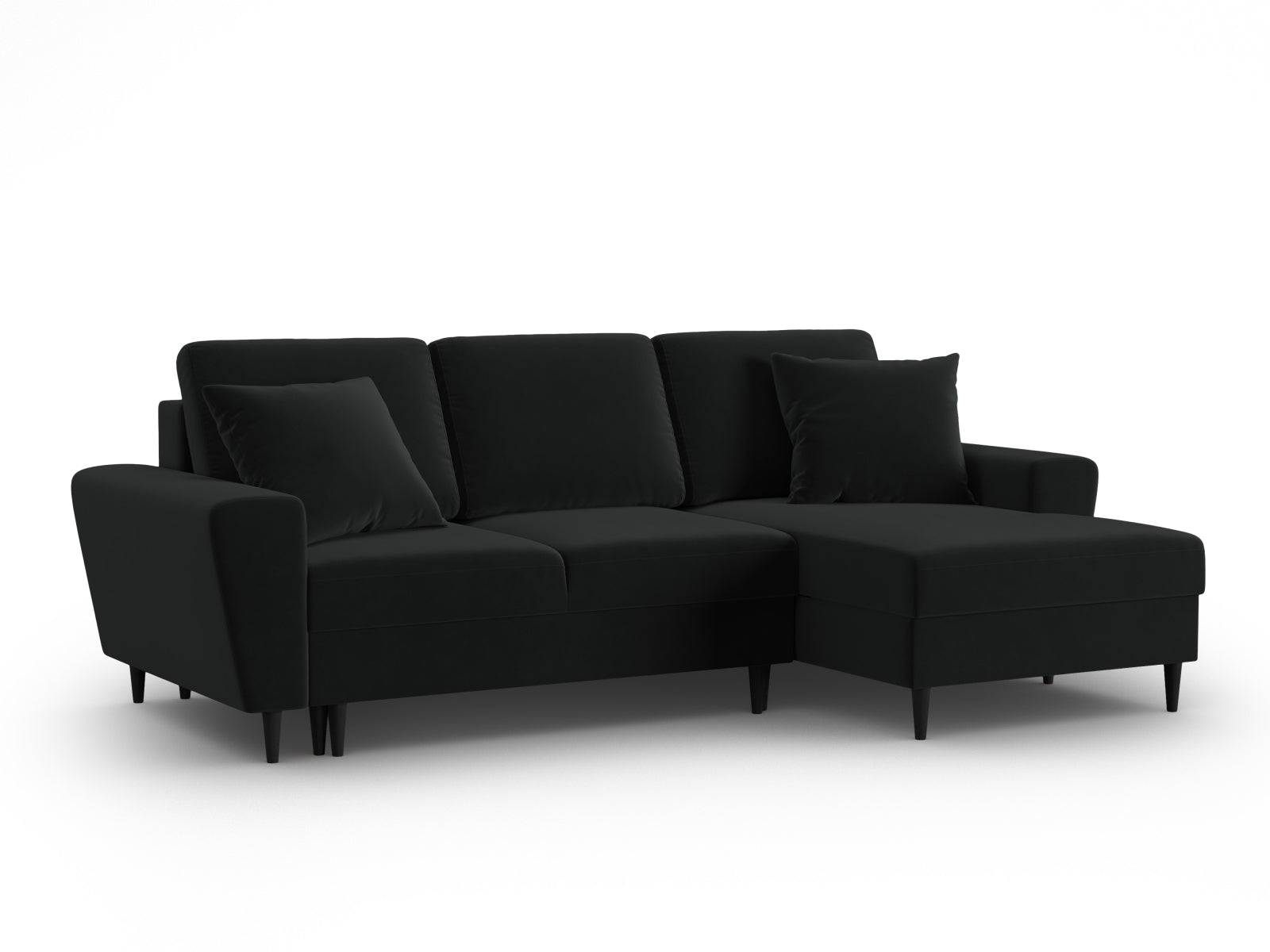 Entdecken Sie das elegante Kyoto Velour Ecksofa rechts mit Schlaffunktion und Stauraum. Ideal für stilvolle Wohnräume und maximalen Komfort.