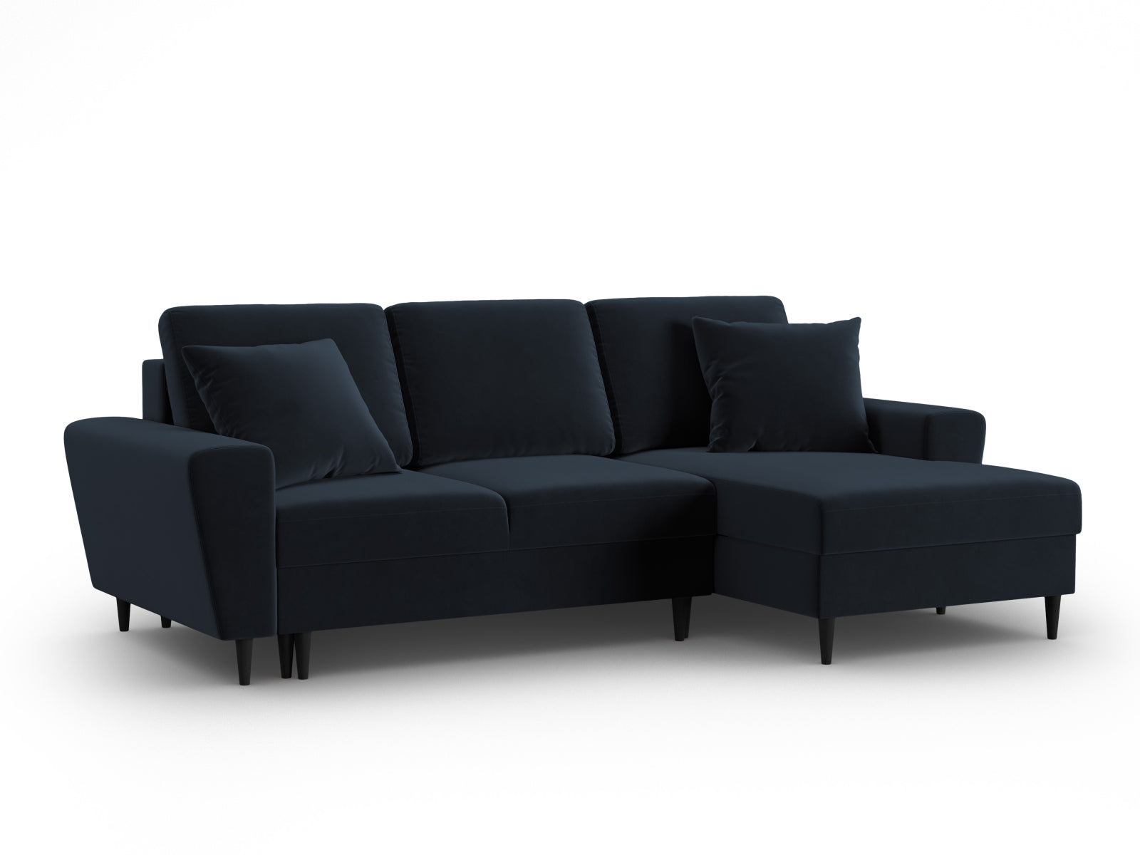 Entdecken Sie das elegante Kyoto Velour Ecksofa rechts mit Schlaffunktion und Stauraum. Ideal für stilvolle Wohnräume und gemütliche Abende.