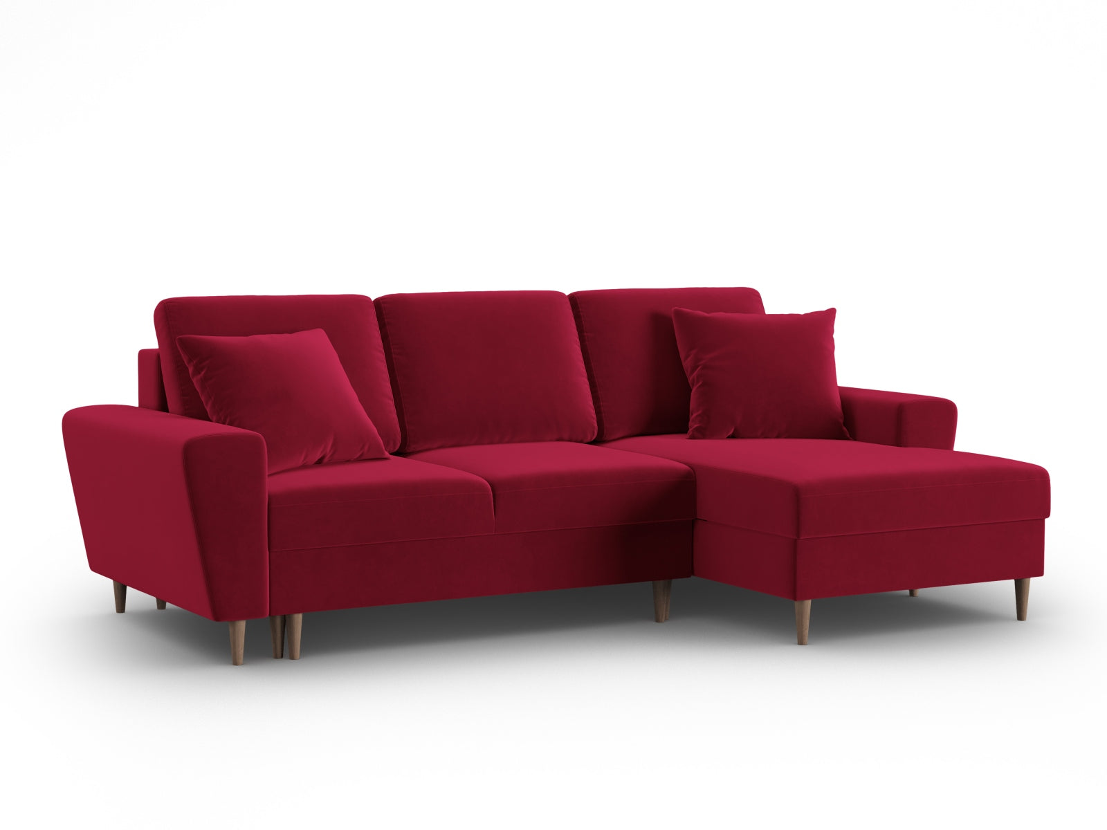 Entdecken Sie das elegante Kyoto Velour Ecksofa rechts mit Schlaffunktion und Stauraum. Ideal für stilvolle Wohnräume und maximalen Komfort.