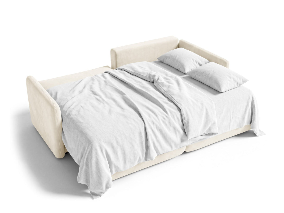 Monaco Ecksofa rechts mit Récamière, Bluvel-Bezug und schwarzen Kunststoffbeinen
