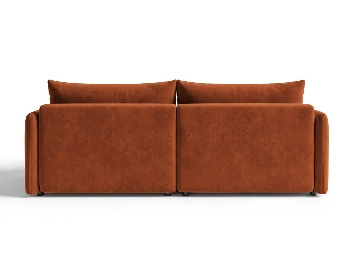 Monaco Ecksofa rechts mit Récamière, Bluvel-Bezug und schwarzen Kunststoffbeinen