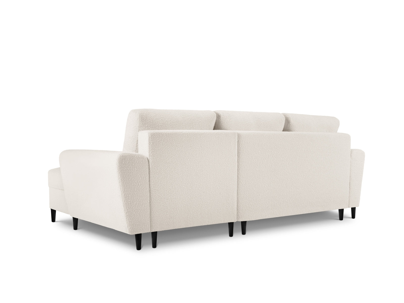 Elegantes Kyoto Boucle Ecksofa, rechts, 4-Sitzer mit Schlafoption und Stauraum, ideal für stilvolle und funktionale Wohnkonzepte.