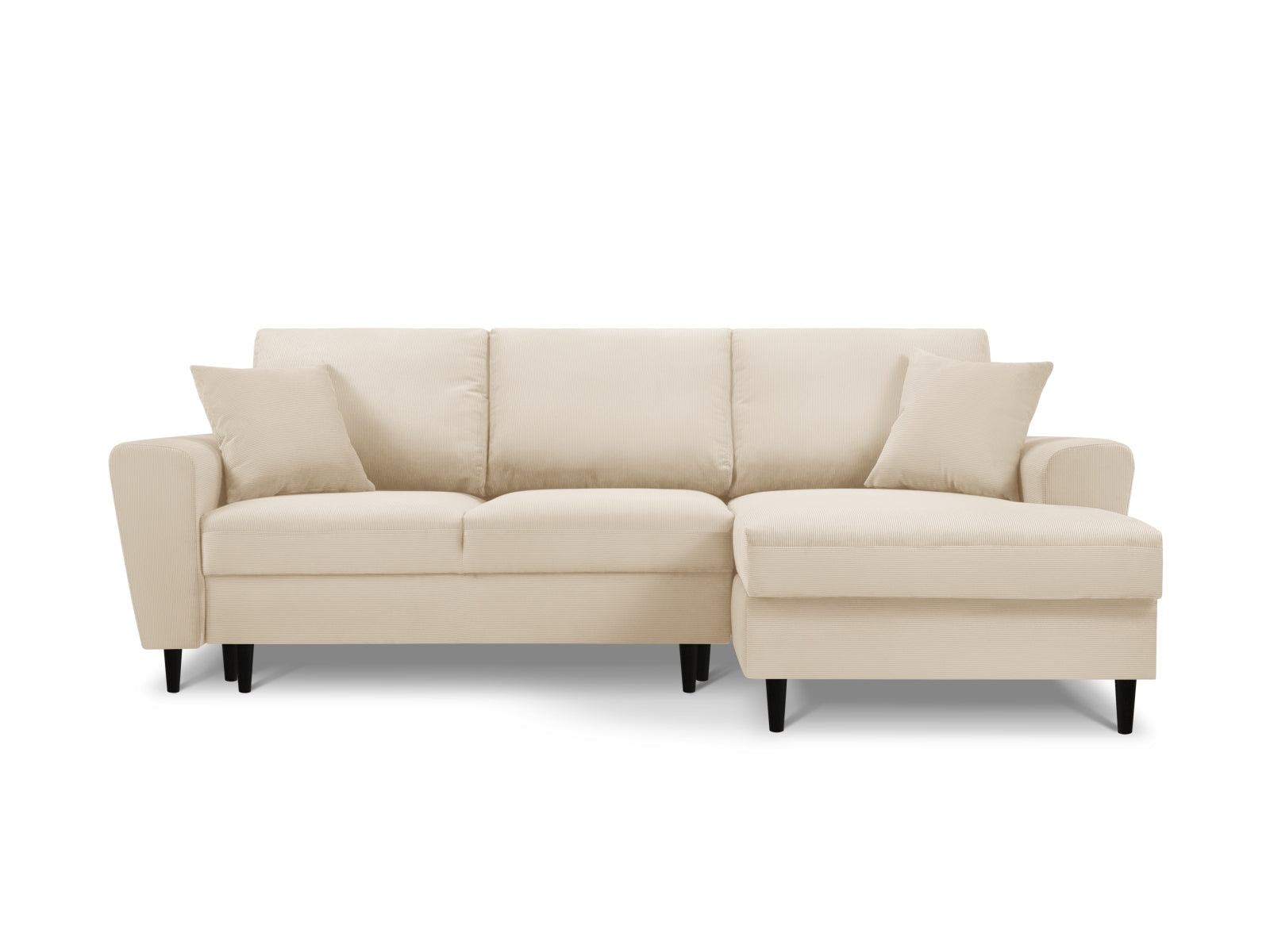 Entdecken Sie das stilvolle Kyoto Ecksofa rechts mit Schlaffunktion und Stauraum. Ideal für Ihr Wohnzimmer, bietet es Komfort und praktische Lösungen.