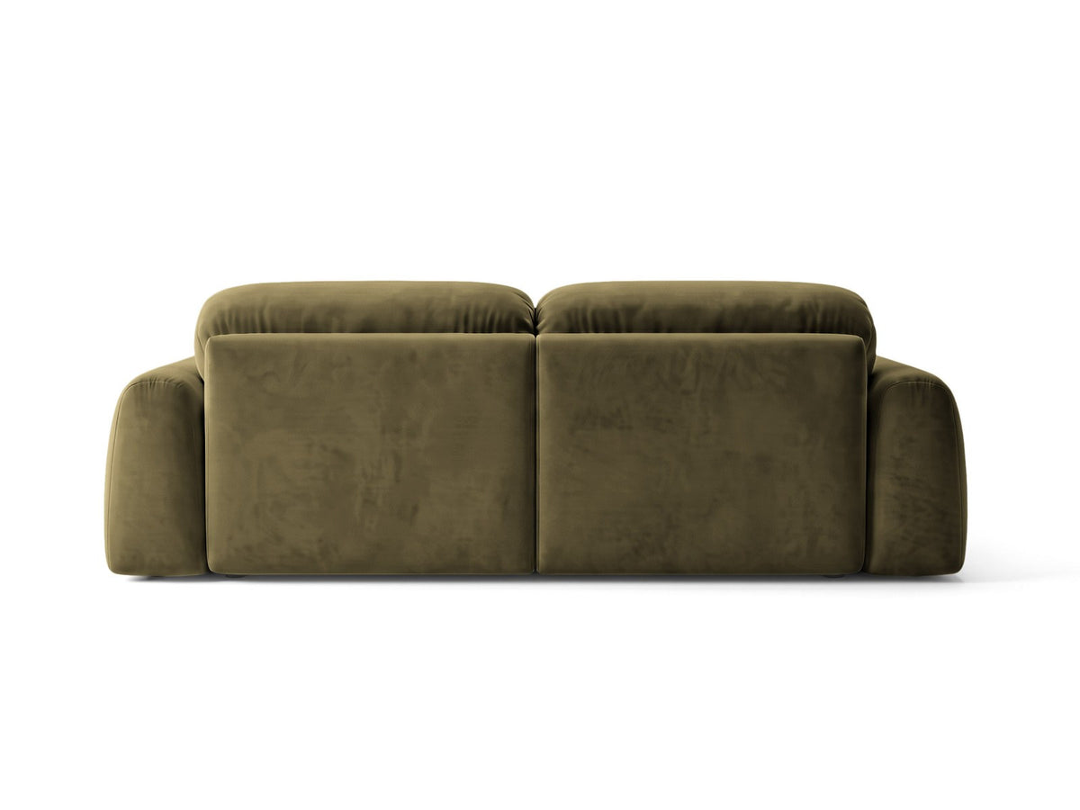 Milan Bettsofa rechts als Ecksofa mit Récamière, Bluvel-Bezug und schwarzen Kunststoffbeinen