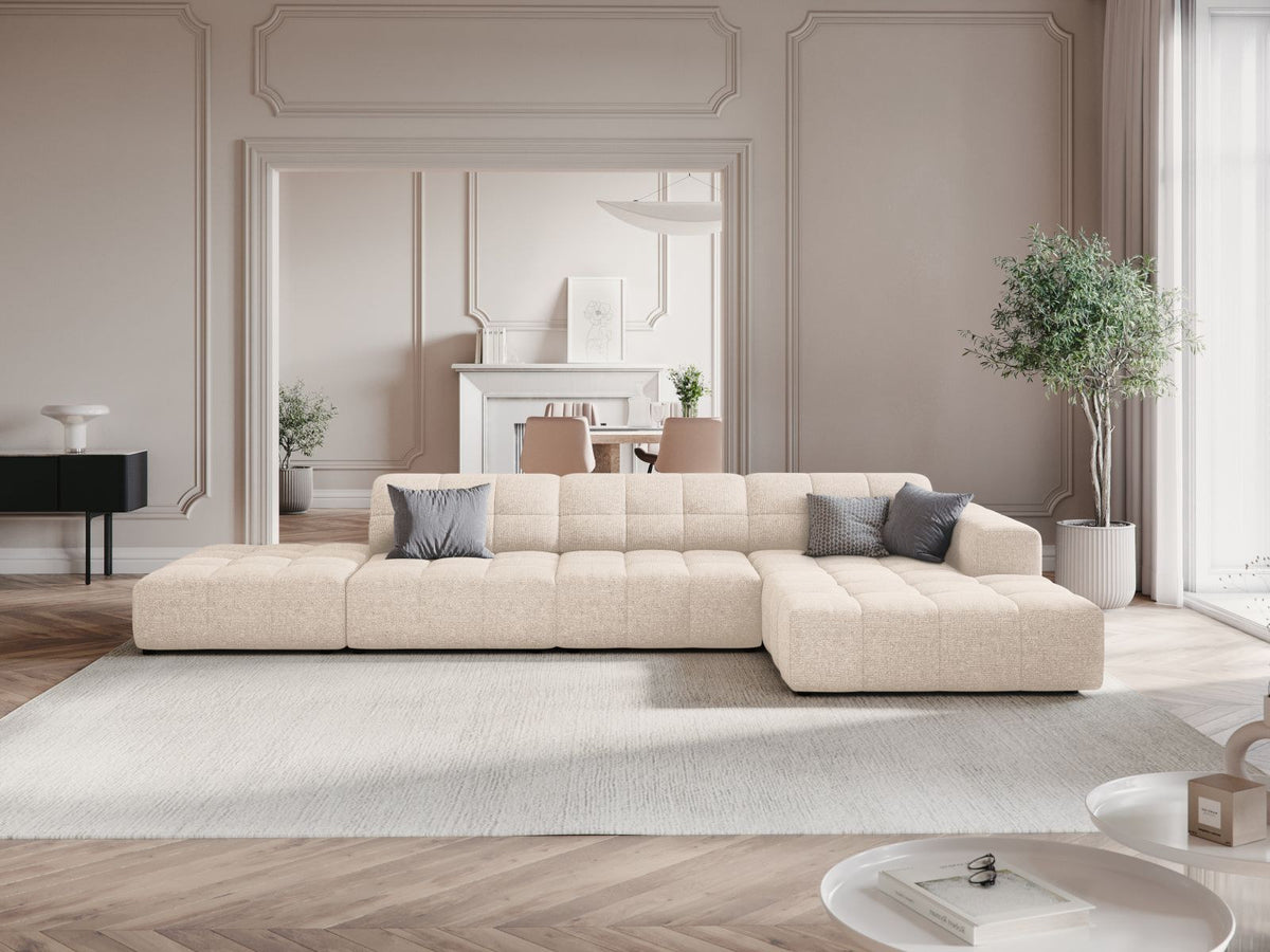 Chicago Ecksofa rechts 5 Sitzer 166cm in Light Beige-Haga präsentiert im Onlineshop von KAQTU Design AG. L-Sofa rechts ist von Cosmopolitan Design
