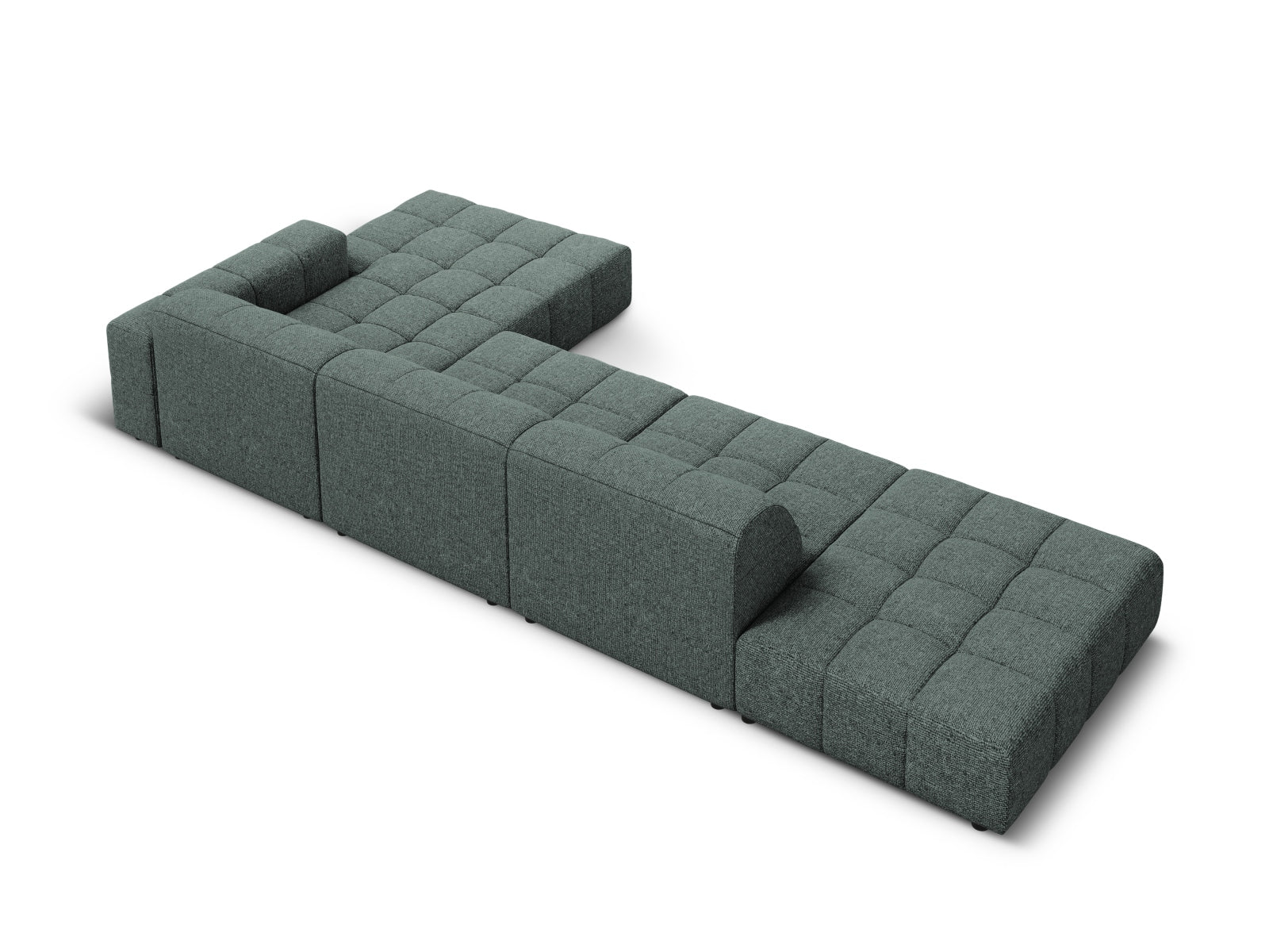 Elegantes Chicago Ecksofa rechts mit 5 Sitzen in Petrol-Haga, ideal für stilvolle Wohnräume. Hochwertige Materialien von Cosmopolitan Design.