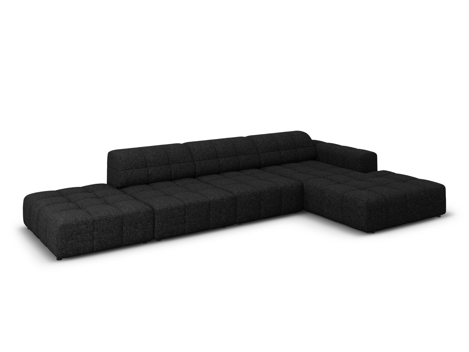 Modernes Chicago Ecksofa rechts, 5-Sitzer, 166 cm, in edlem Schwarz-Haga, perfekt für stilvolle Wohnzimmergestaltung.