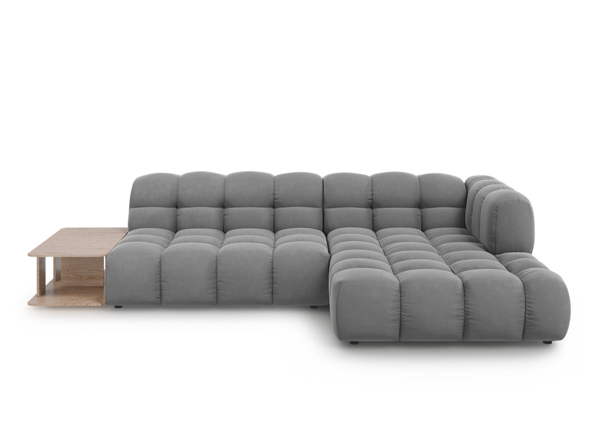 Sky Velour modulares Ecksofa rechts 4 Sitzer 162cm in Light Grey-Casino präsentiert im Onlineshop von KAQTU Design AG. L-Sofa rechts ist von Cosmopolitan Design