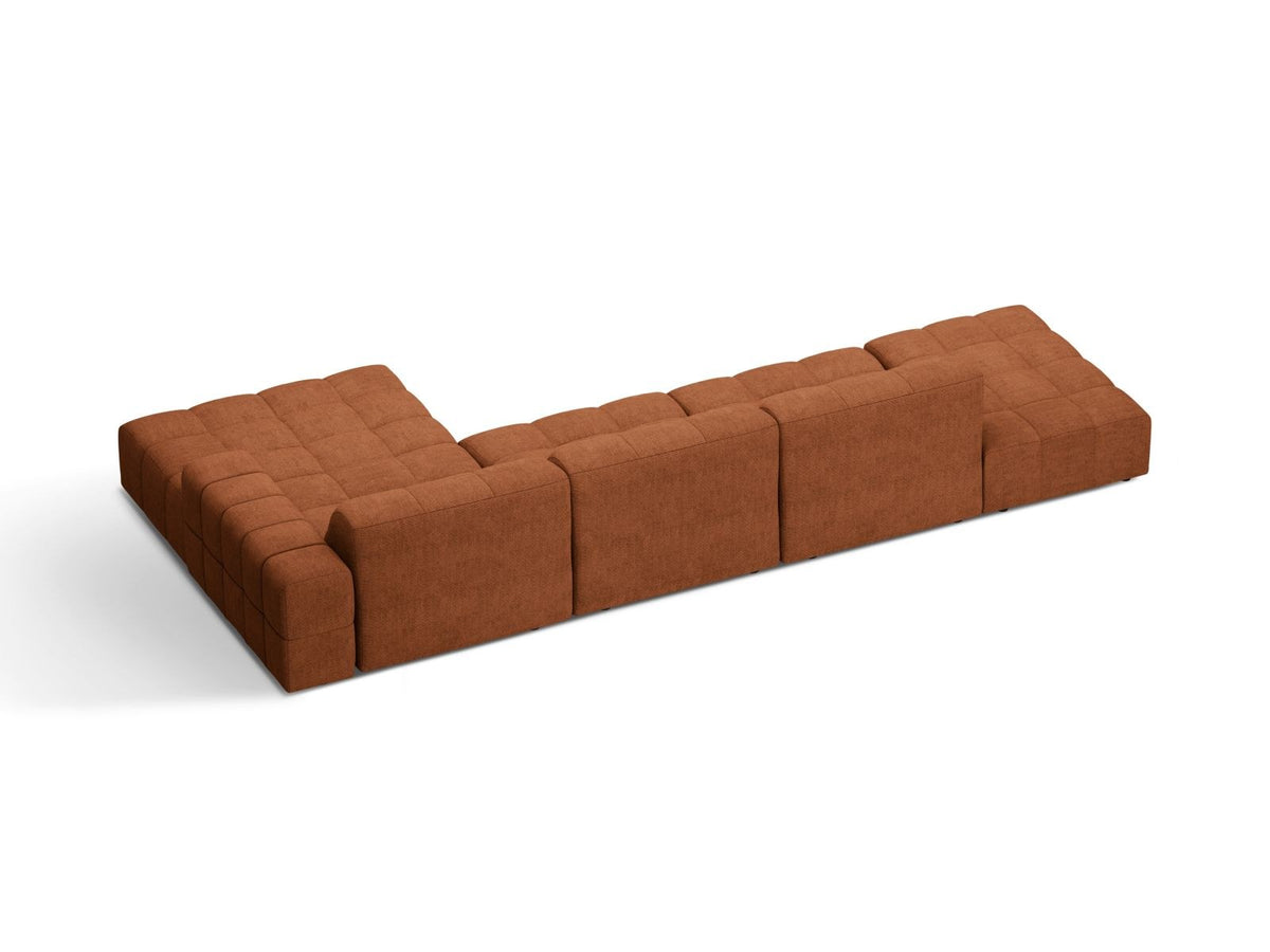 Chicago Ecksofa rechts, 5-Sitzer von Cosmopolitan Design mit Massivholzrahmen, Kunststoffbeinen und Eden-Stoffbezug in Light Beige.