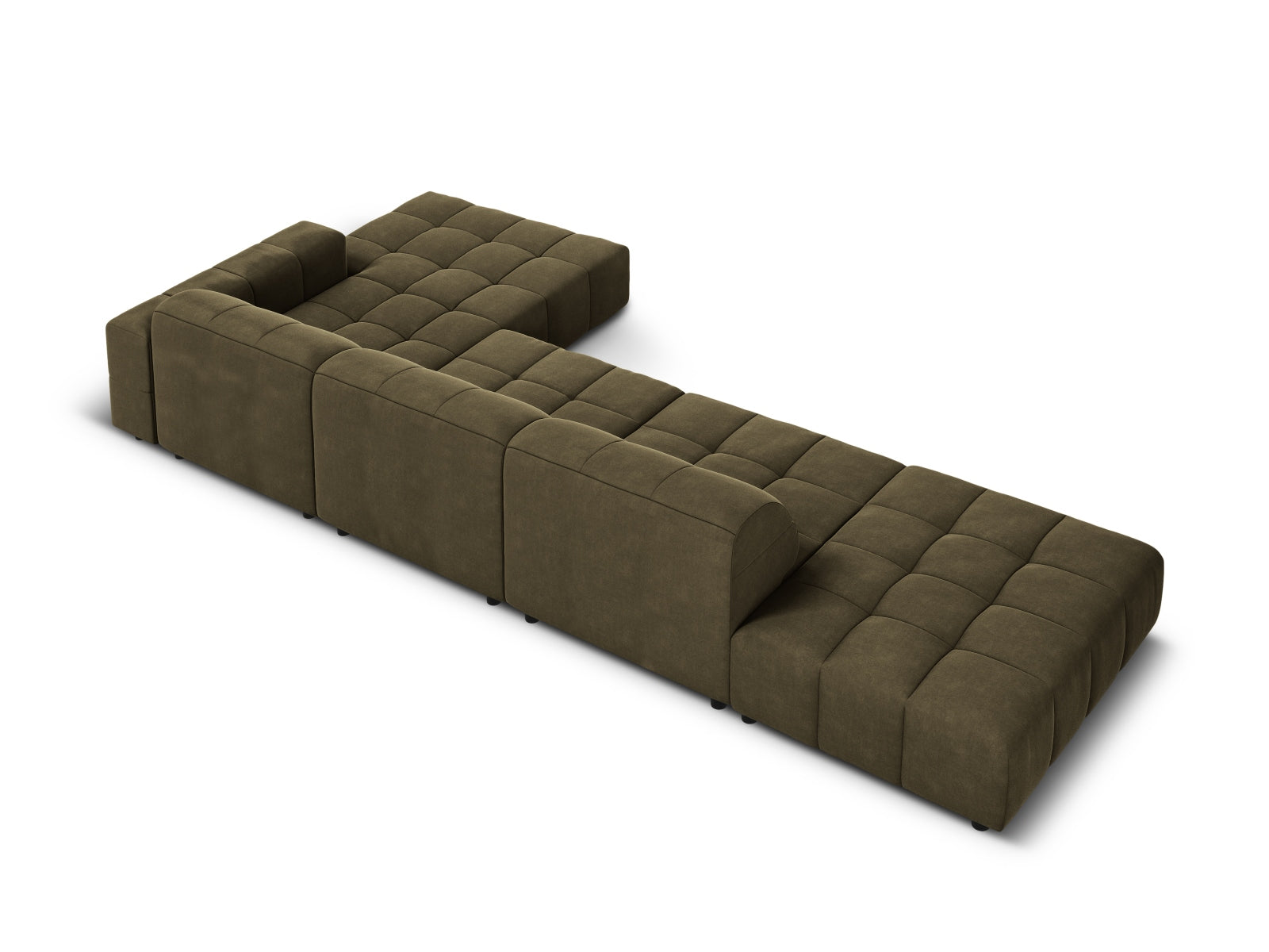 Elegantes Chicago Velour Ecksofa in Green-Bluvel, 5-Sitzer, 166cm, ideal für komfortable und stilvolle Wohnräume.