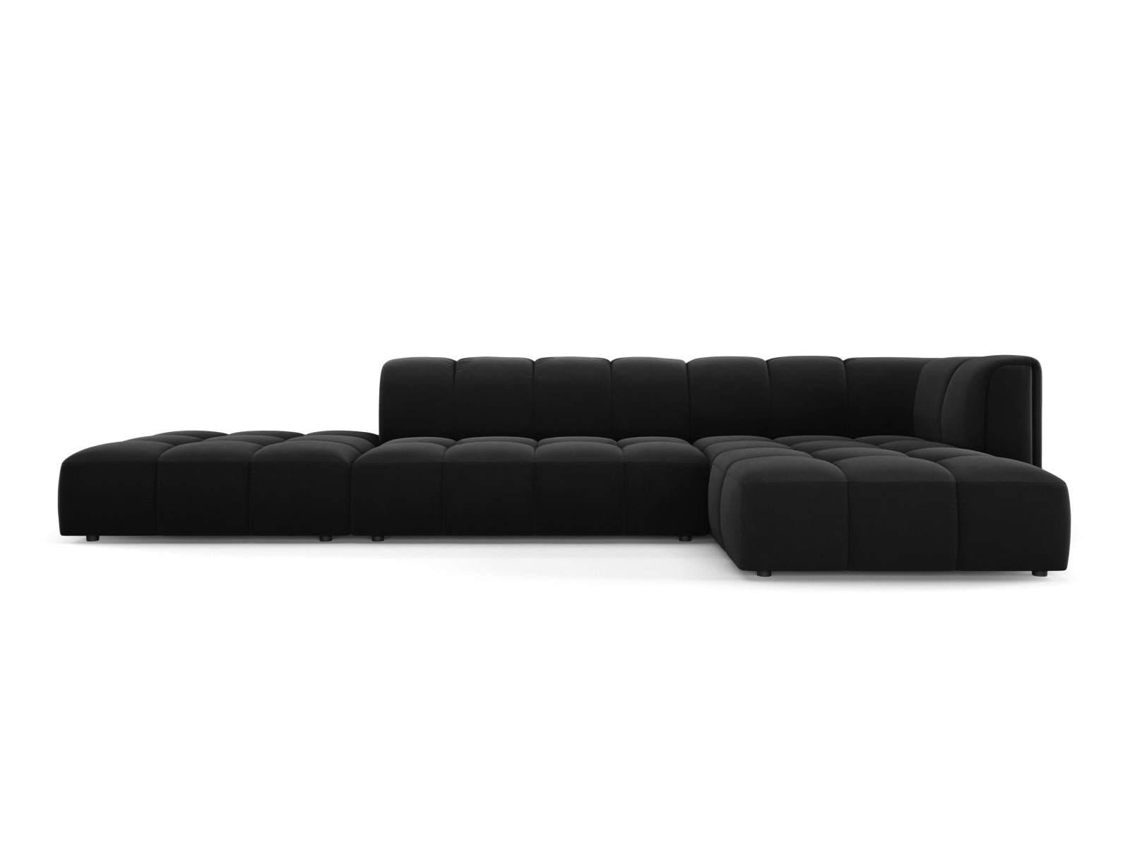 5-Sitzer Modular Ecksofa rechts Moritz in Black-Bluvel präsentiert im Onlineshop von KAQTU Design AG. Ecksofa rechts ist von Cosmopolitan Design