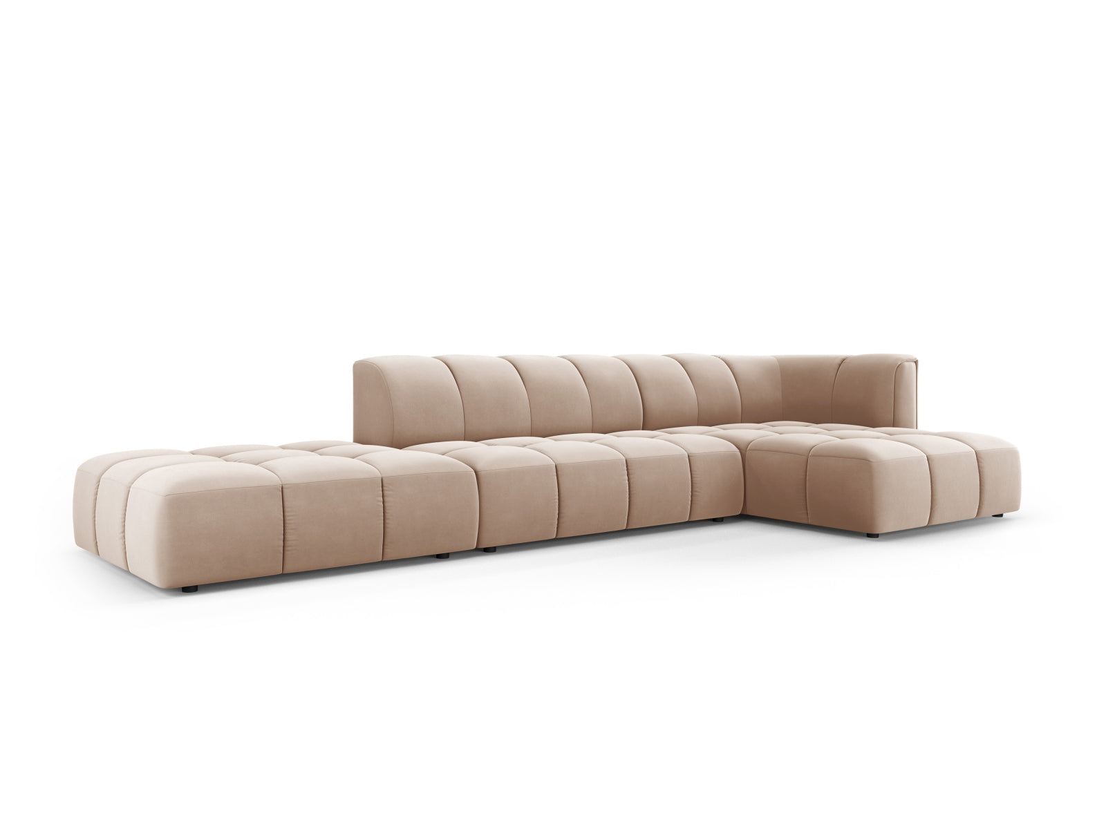 5-Sitzer Modular Ecksofa rechts Moritz in Beige-Bluvel präsentiert im Onlineshop von KAQTU Design AG. Ecksofa rechts ist von Cosmopolitan Design