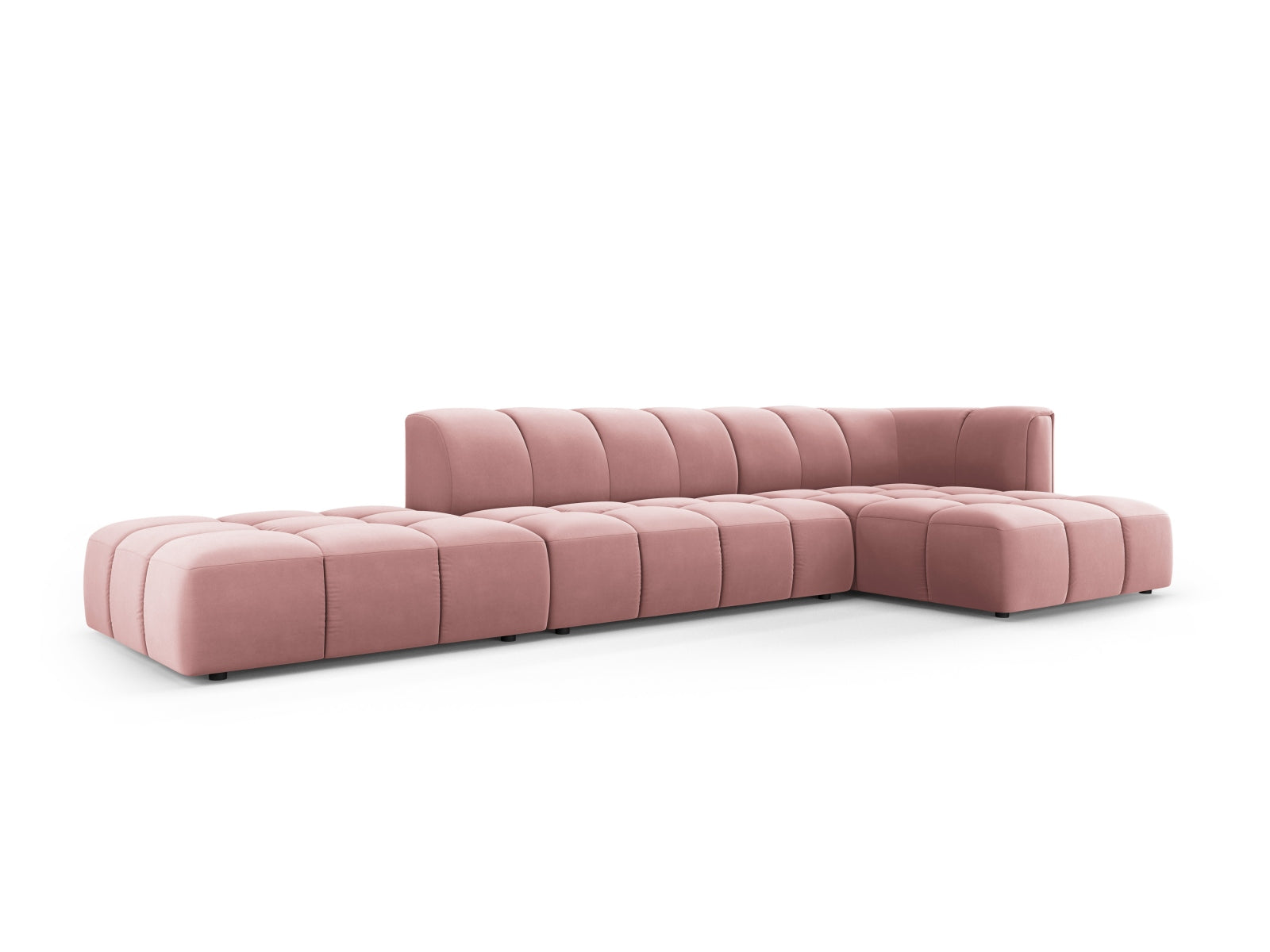 5-Sitzer Modular Ecksofa rechts Moritz in Pink-Bluvel präsentiert im Onlineshop von KAQTU Design AG. Ecksofa rechts ist von Cosmopolitan Design