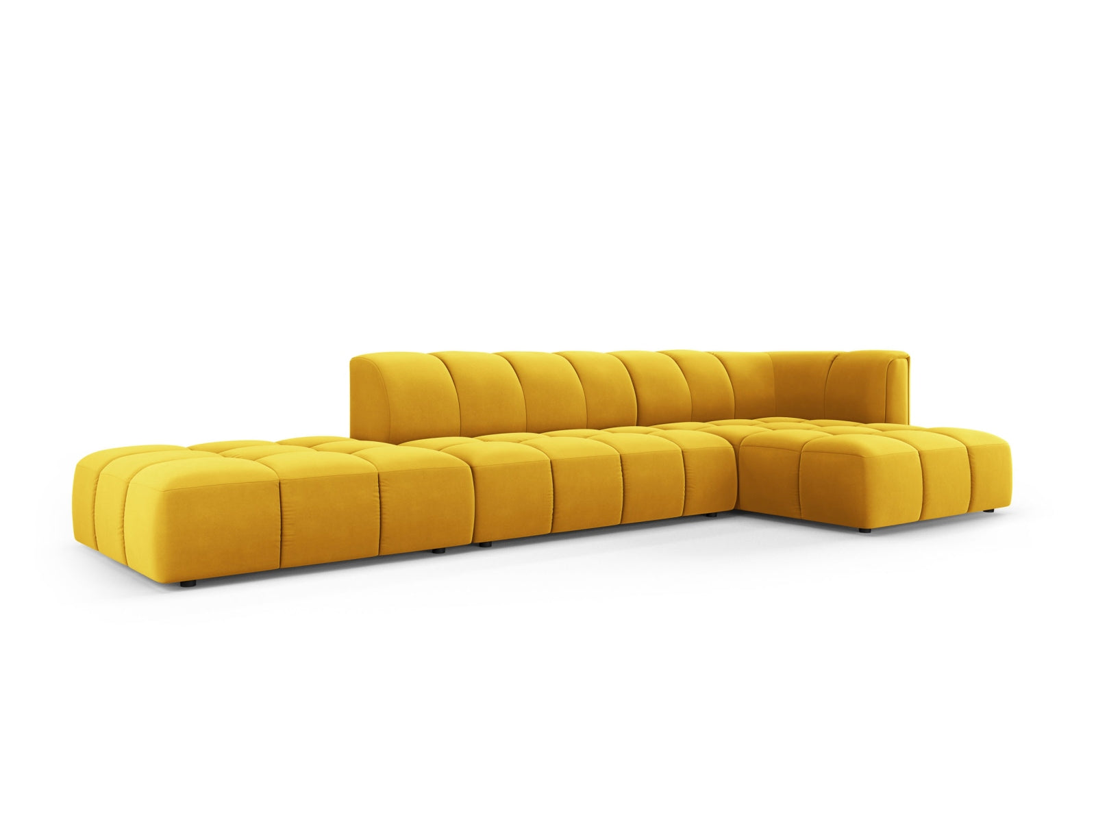 5-Sitzer Modular Ecksofa rechts Moritz in Yellow-Bluvel präsentiert im Onlineshop von KAQTU Design AG. Ecksofa rechts ist von Cosmopolitan Design