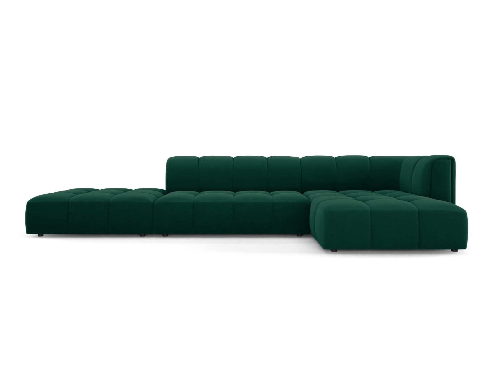 5-Sitzer Modular Ecksofa rechts Moritz in Bottle Green-Bluvel präsentiert im Onlineshop von KAQTU Design AG. Ecksofa rechts ist von Cosmopolitan Design