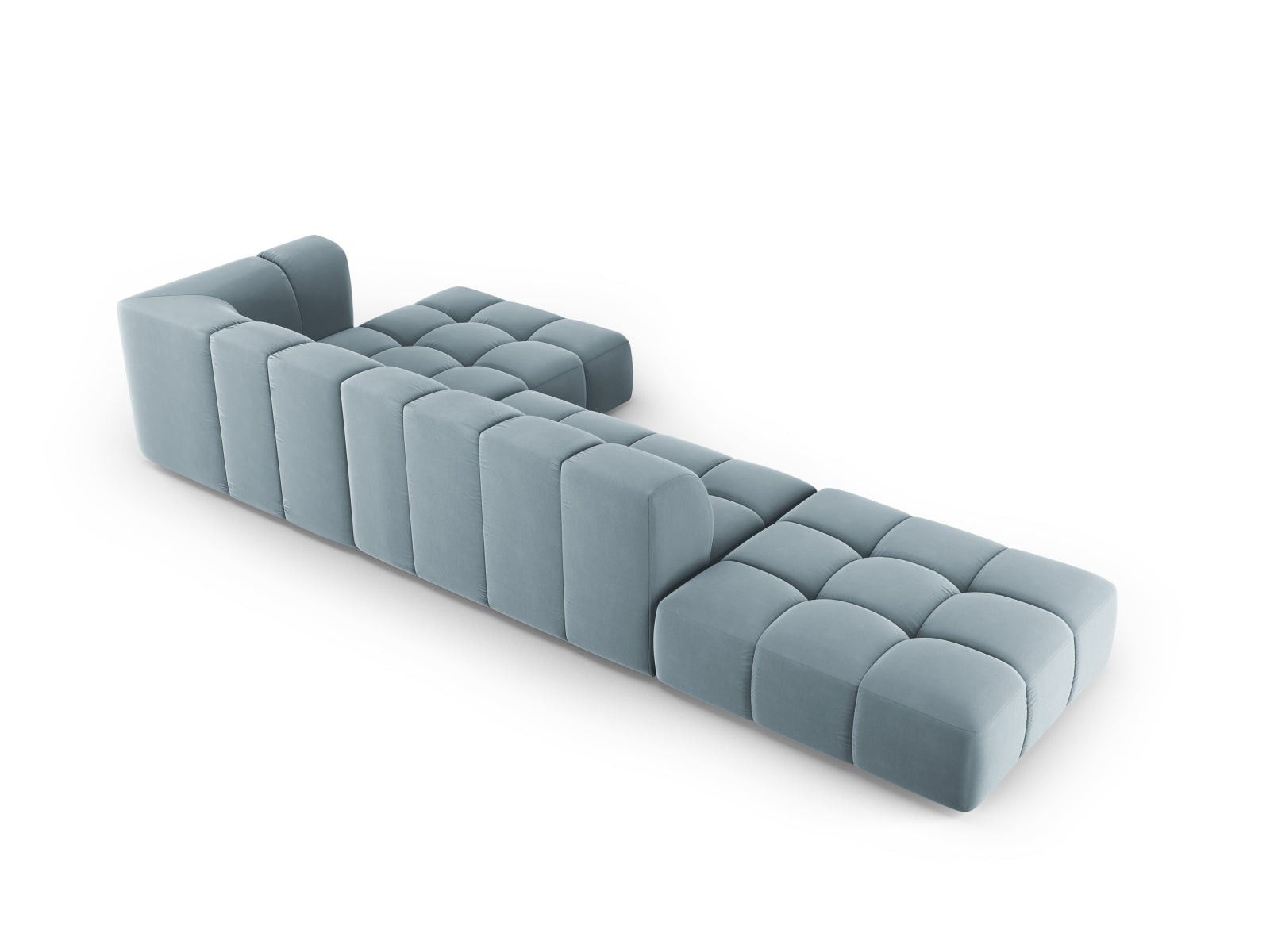 5-Sitzer Modular Ecksofa rechts Moritz in Light Blue-Bluvel präsentiert im Onlineshop von KAQTU Design AG. Ecksofa rechts ist von Cosmopolitan Design