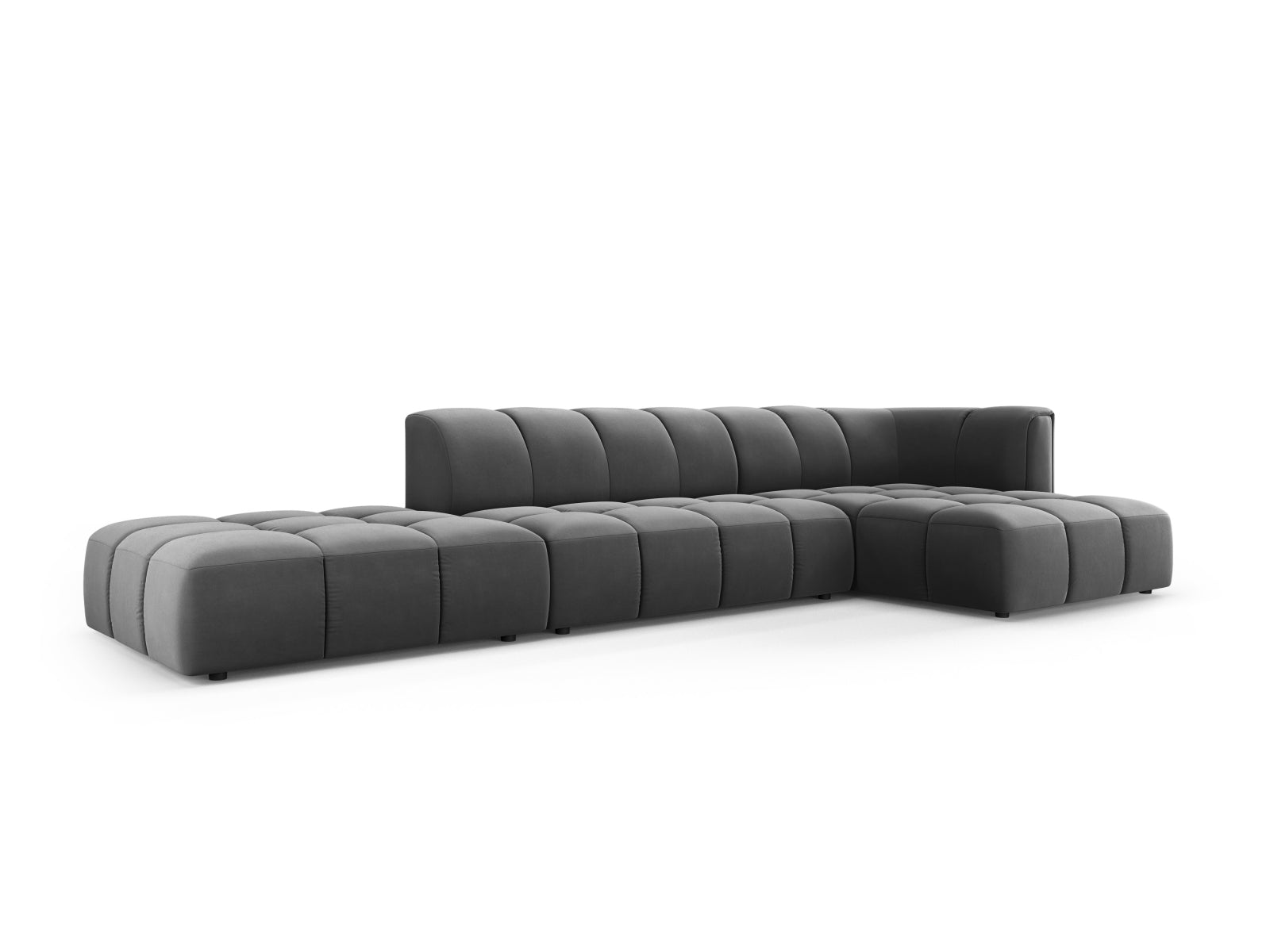 5-Sitzer Modular Ecksofa rechts Moritz in Grey-Bluvel präsentiert im Onlineshop von KAQTU Design AG. Ecksofa rechts ist von Cosmopolitan Design