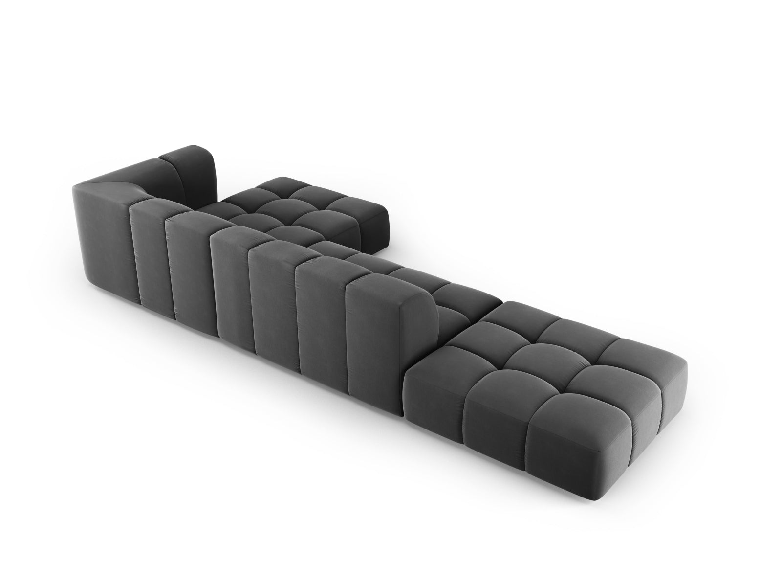 5-Sitzer Modular Ecksofa rechts Moritz in Grey-Bluvel präsentiert im Onlineshop von KAQTU Design AG. Ecksofa rechts ist von Cosmopolitan Design