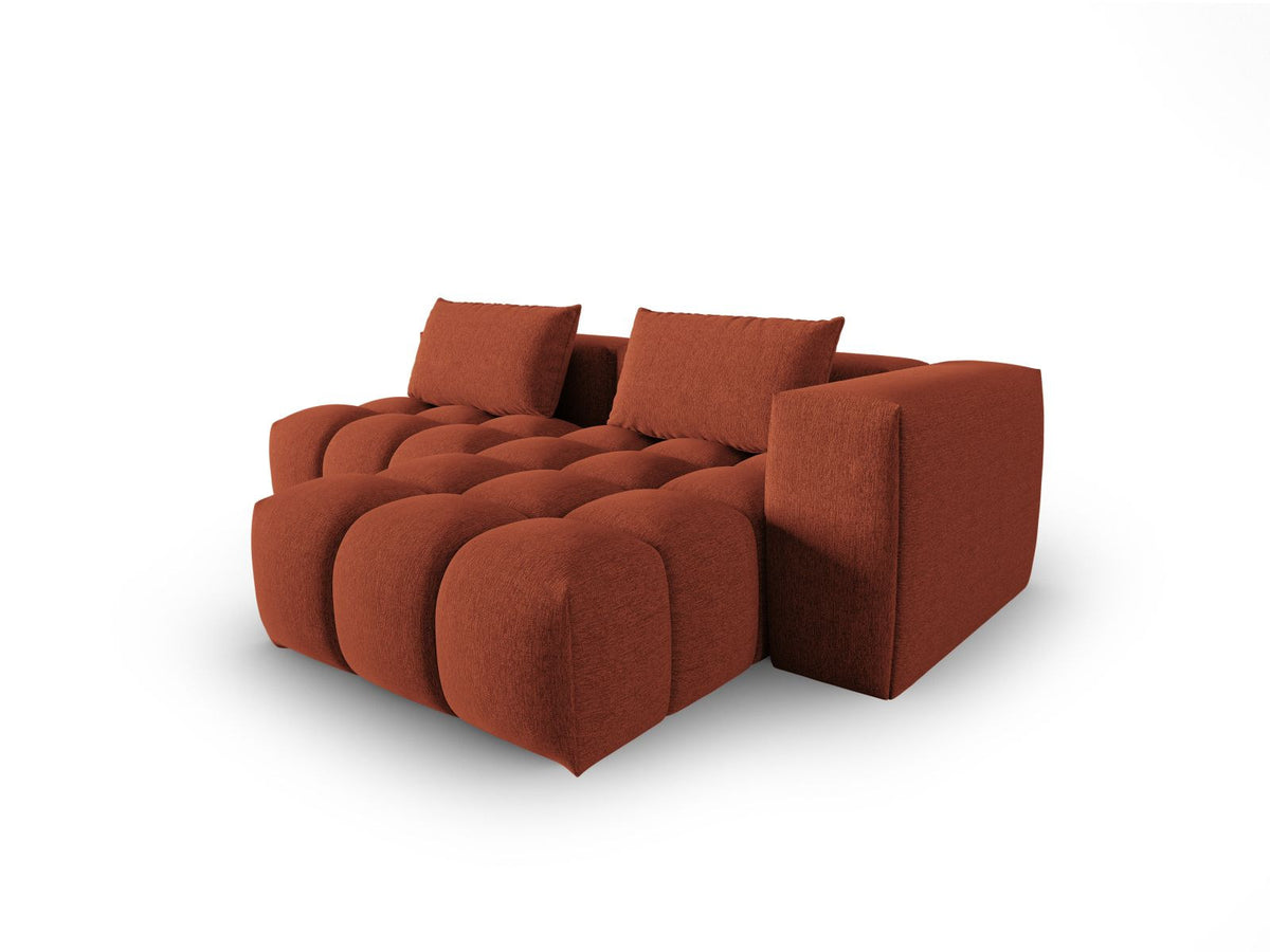 Modulares Ecksofa Verona rechts mit 3 Sitzplätzen, bezogen mit beigem Sorella-Strukturstoff, schwarze Kunststoffbeine, Massivholzrahmen sichtbar