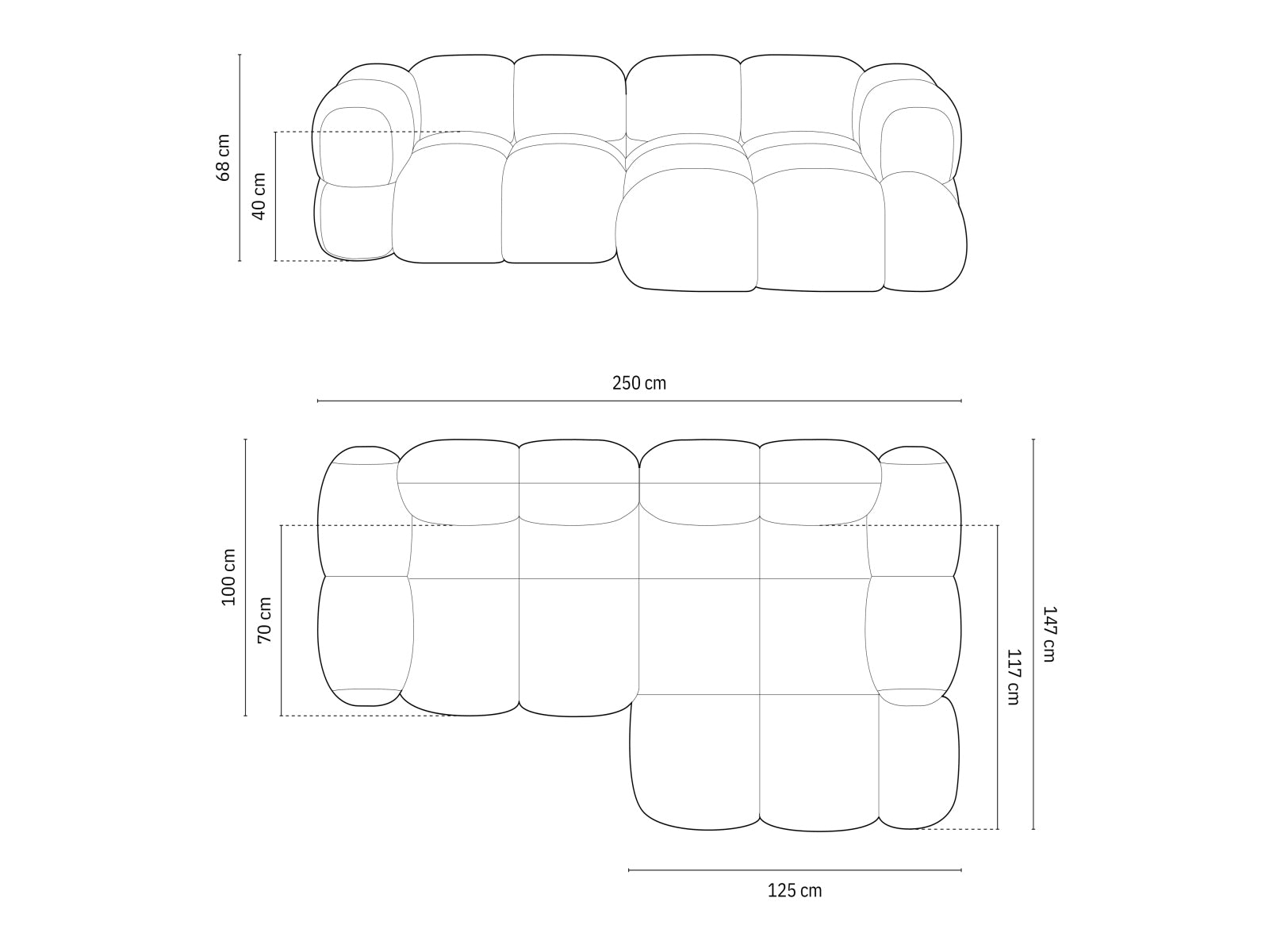 Erleben Sie das elegante Loretto Velour Ecksofa rechts (147 cm) von Cosmopolitan Design – der perfekte Mix aus Komfort und Stil für Ihr Zuhause.