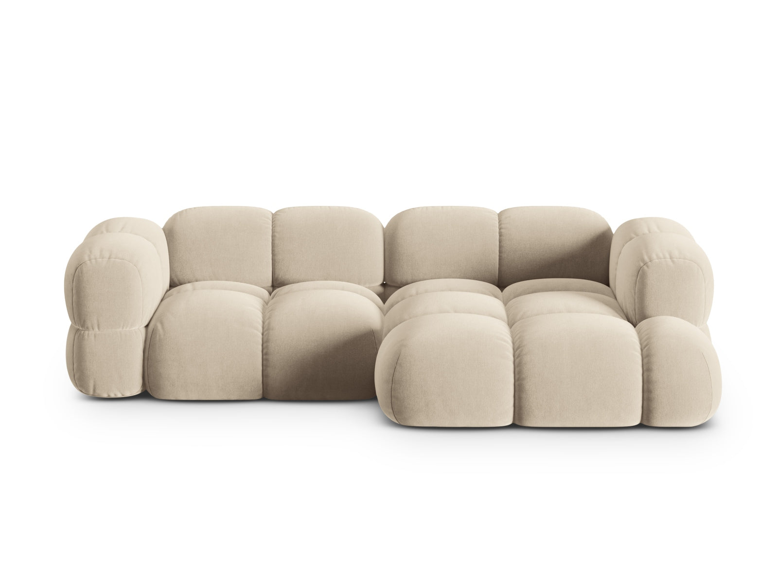 Loretto Velour Ecksofa rechts 3 Sitzer 147cm in Light Beige-Vogue präsentiert im Onlineshop von KAQTU Design AG. L-Sofa rechts ist von Cosmopolitan Design