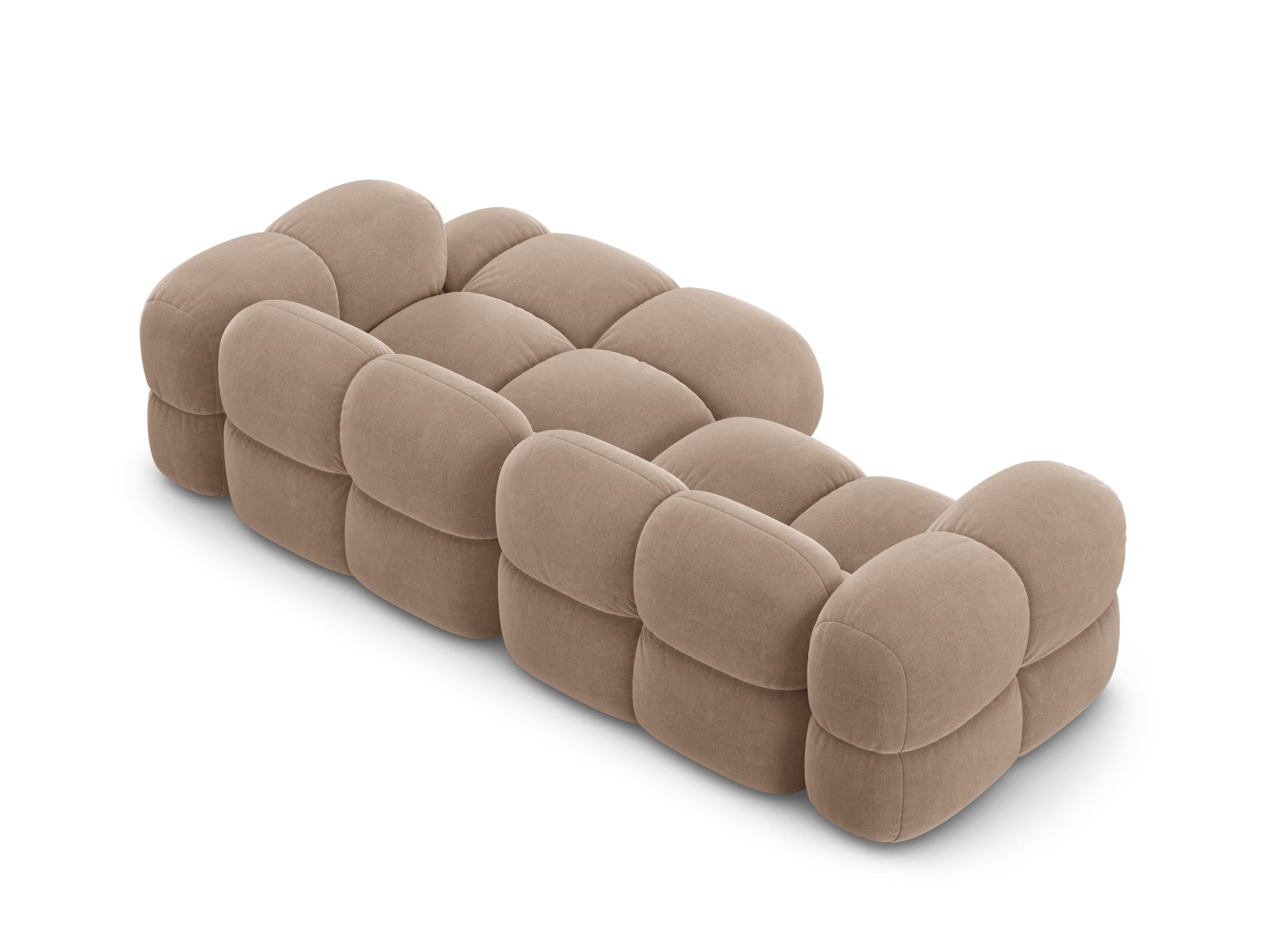 Modernes Loretto Velour Ecksofa in edlem Dunkelbeige, perfekt für stilvolle Wohnzimmer und gemütliche Ecken.