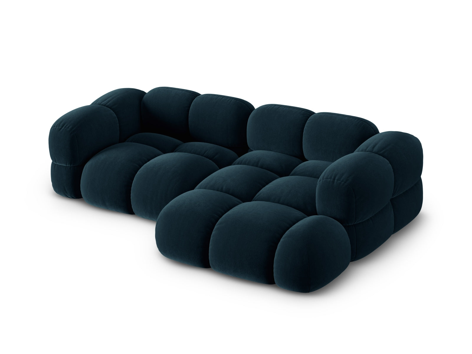 Elegantes Loretto Velour Ecksofa in Petrol, 3-Sitzer mit rechter Armlehne, ideal für stilvolle und komfortable Wohnräume.