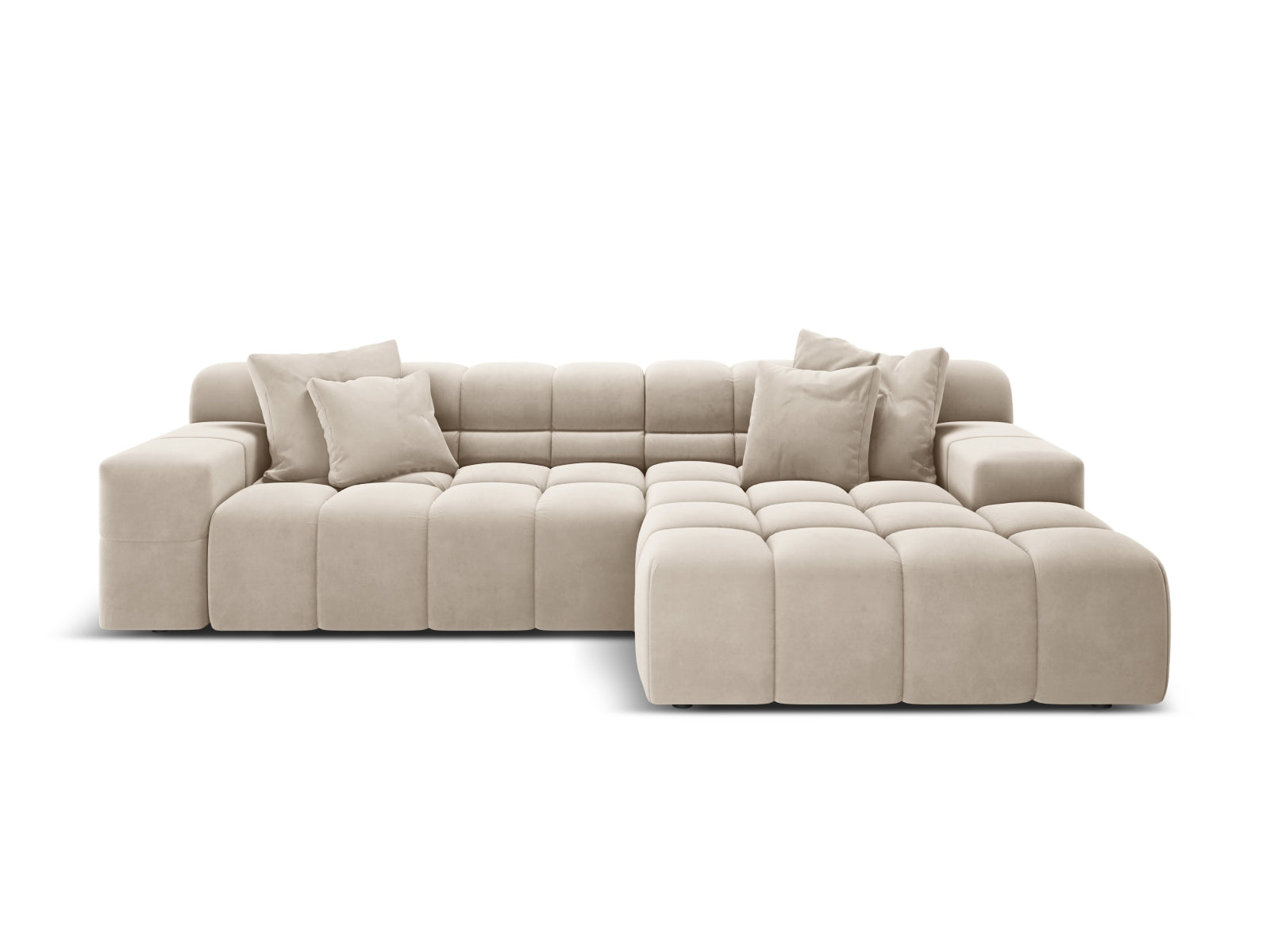 3-Sitzer Ecksofa rechts Hawaii in Light Beige-Magic Velvet präsentiert im Onlineshop von KAQTU Design AG. Ecksofa rechts ist von Cosmopolitan Design