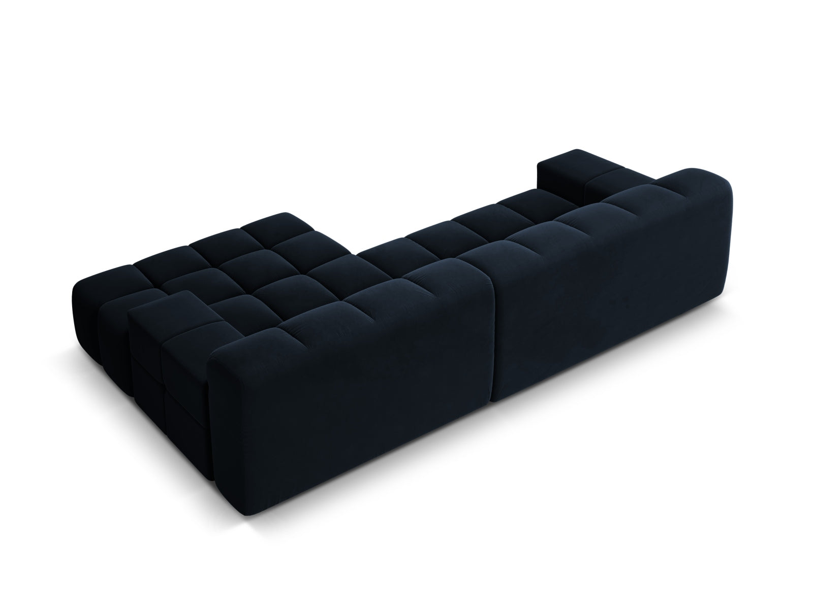 Elegantes 3-Sitzer Ecksofa rechts Hawaii in luxuriösem Navy Blue-Magic Velvet, ideal für stilvolle Wohnräume von Cosmopolitan Design.