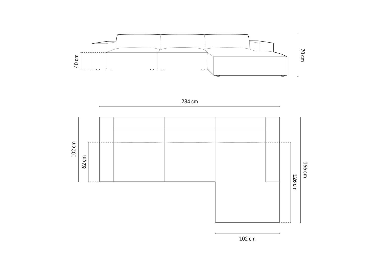 Arendal Ecksofa rechts 4 Sitzer in Pink präsentiert im Onlineshop von KAQTU Design AG. Ecksofa rechts ist von Cosmopolitan Design