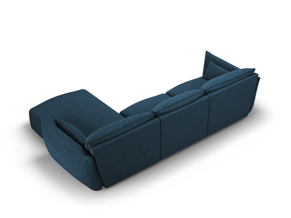 Ecksofa rechts Matera mit Stoffbezug, Récamière und schwarzen Kunststoffbeinen