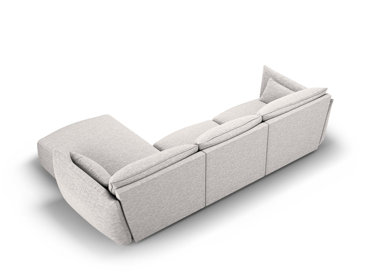 Ecksofa rechts Matera mit Stoffbezug, Récamière und schwarzen Kunststoffbeinen