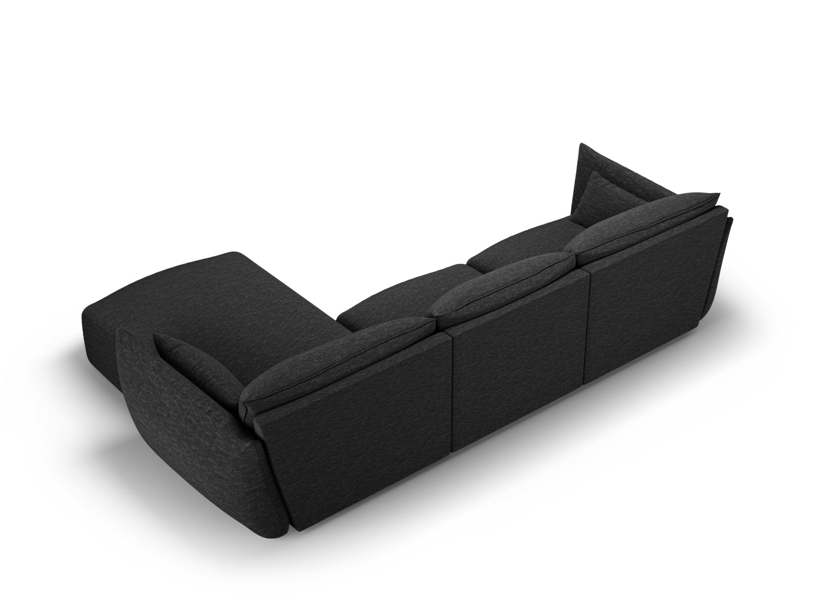 Elegantes 4-Sitzer Ecksofa rechts Matera in zeitlosem Schwarz, ideal für ein modernes Wohnambiente und entspannte Stunden, von Cosmopolitan Design.