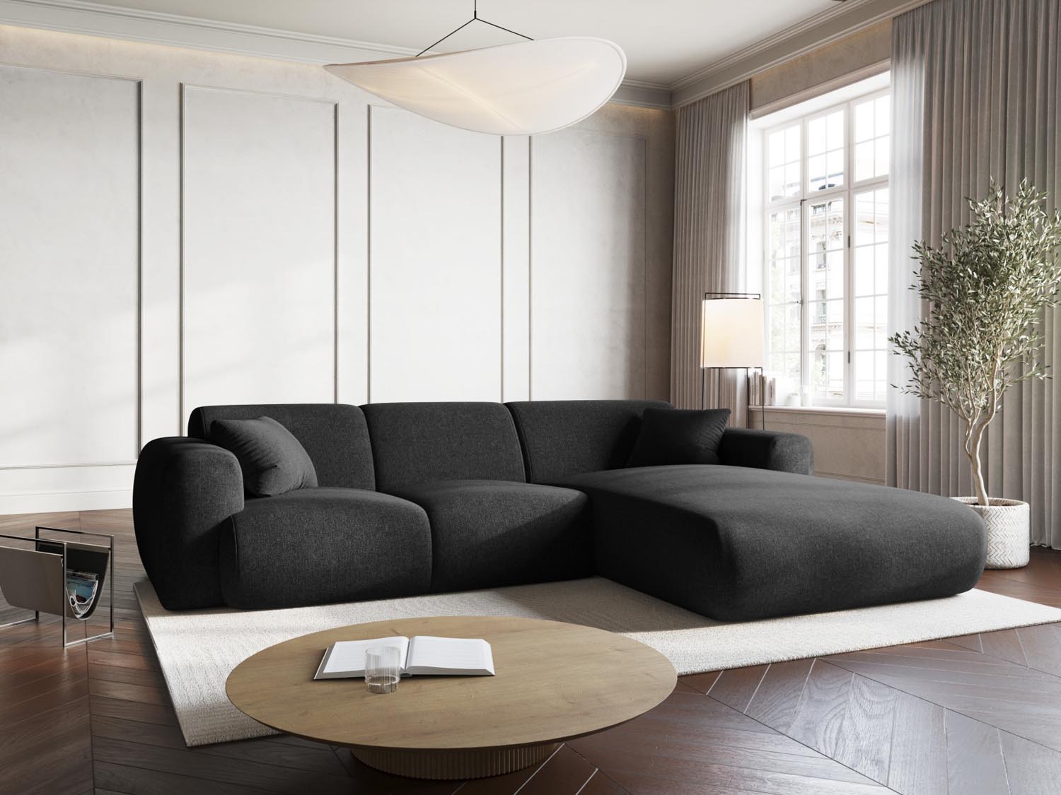 Nolio Ecksofa rechts 4 Sitzer 170cm in Black präsentiert im Onlineshop von KAQTU Design AG. Ecksofa rechts ist von Cosmopolitan Design