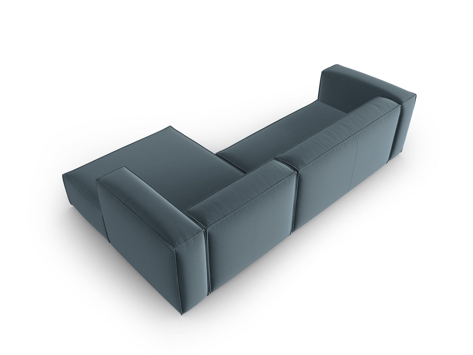 Mackay Velour Ecksofa rechts 4 Sitzer in Pastel Blue präsentiert im Onlineshop von KAQTU Design AG. Ecksofa rechts ist von Cosmopolitan Design