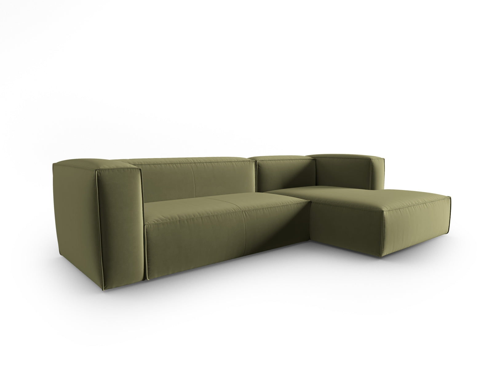 Mackay Velour Ecksofa rechts 4 Sitzer in Light Green präsentiert im Onlineshop von KAQTU Design AG. Ecksofa rechts ist von Cosmopolitan Design