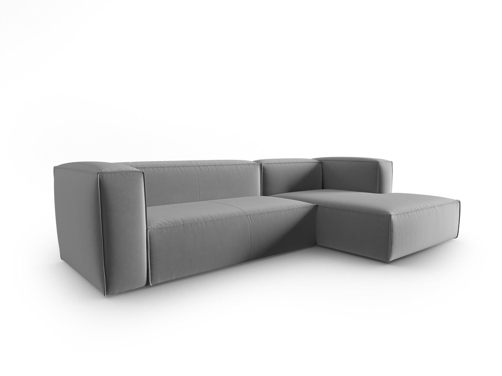 Mackay Velour Ecksofa rechts 4 Sitzer in Light Grey präsentiert im Onlineshop von KAQTU Design AG. Ecksofa rechts ist von Cosmopolitan Design