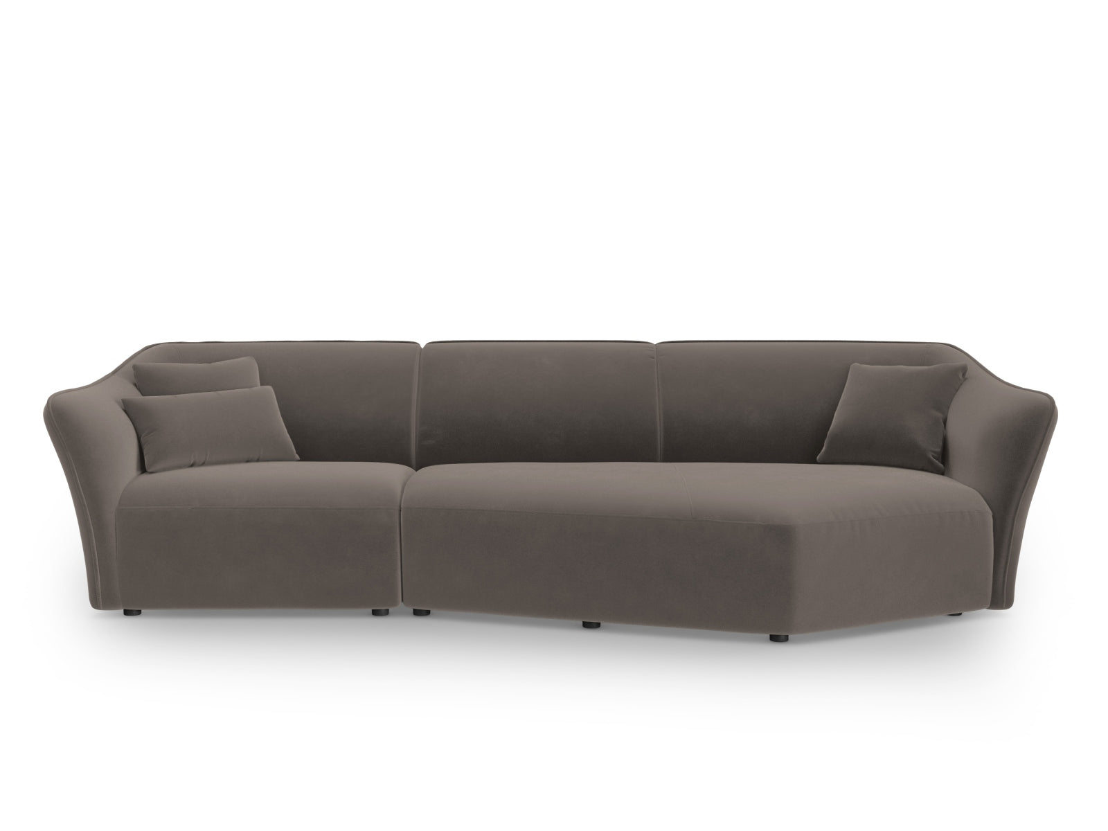 Tokyo Velour Modular Ecksofa rechts 5 Sitzer in Light Brown präsentiert im Onlineshop von KAQTU Design AG. Ecksofa rechts ist von Cosmopolitan Design