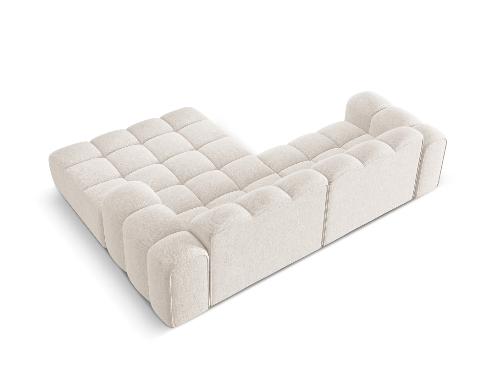 Modernes 3-Sitzer Ecksofa Treno in sanften Beigetönen, perfekt für gemütliche Wohnzimmer und stilvolle Einrichtung von Cosmopolitan Design.