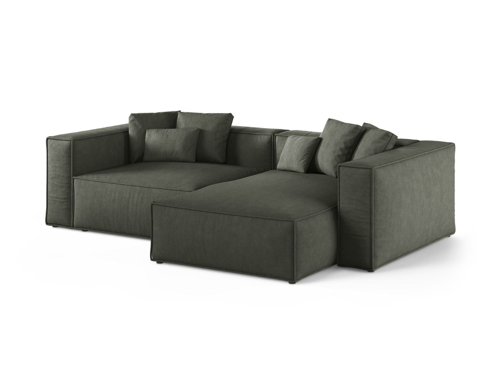 Elegantes 3-Sitzer Ecksofa Aveiro in Moss Green-Liberty, ideal für stilvolle Wohnräume, präsentiert von Cosmopolitan Design.
