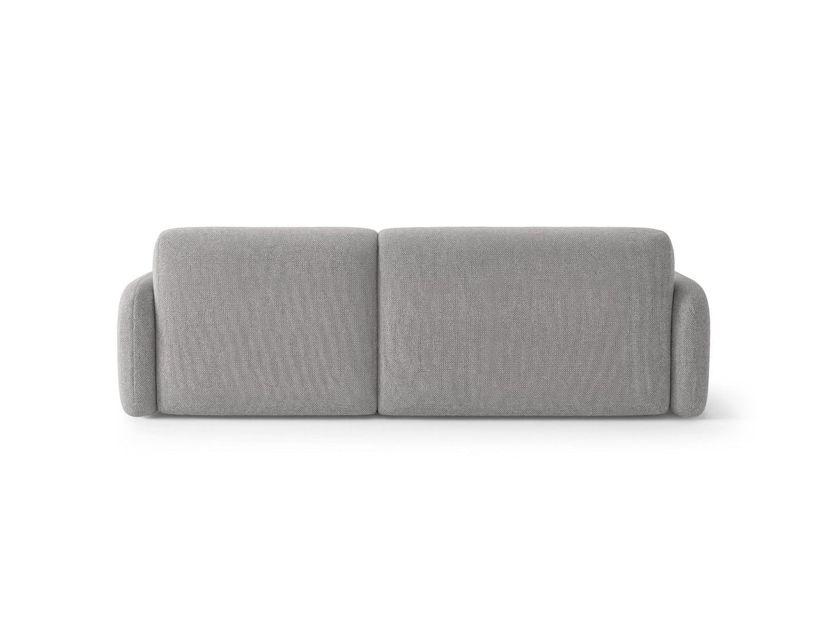 Ecksofa Malmo mit Récamière, bezogen in Chenille-Stoff Scott, auf schwarzen Beinen
