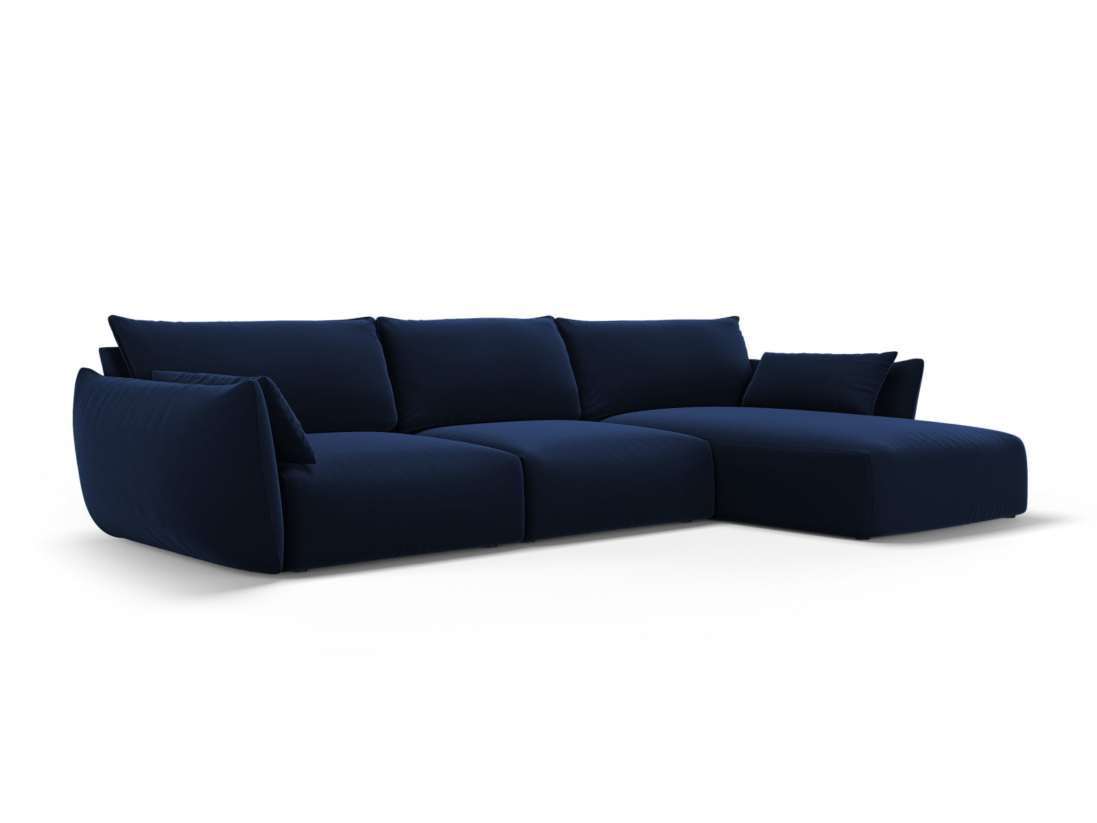 Elegantes 4-Sitzer Ecksofa rechts Matera in Royal Blue, ideal für stilvolle Wohnräume, präsentiert von Cosmopolitan Design.