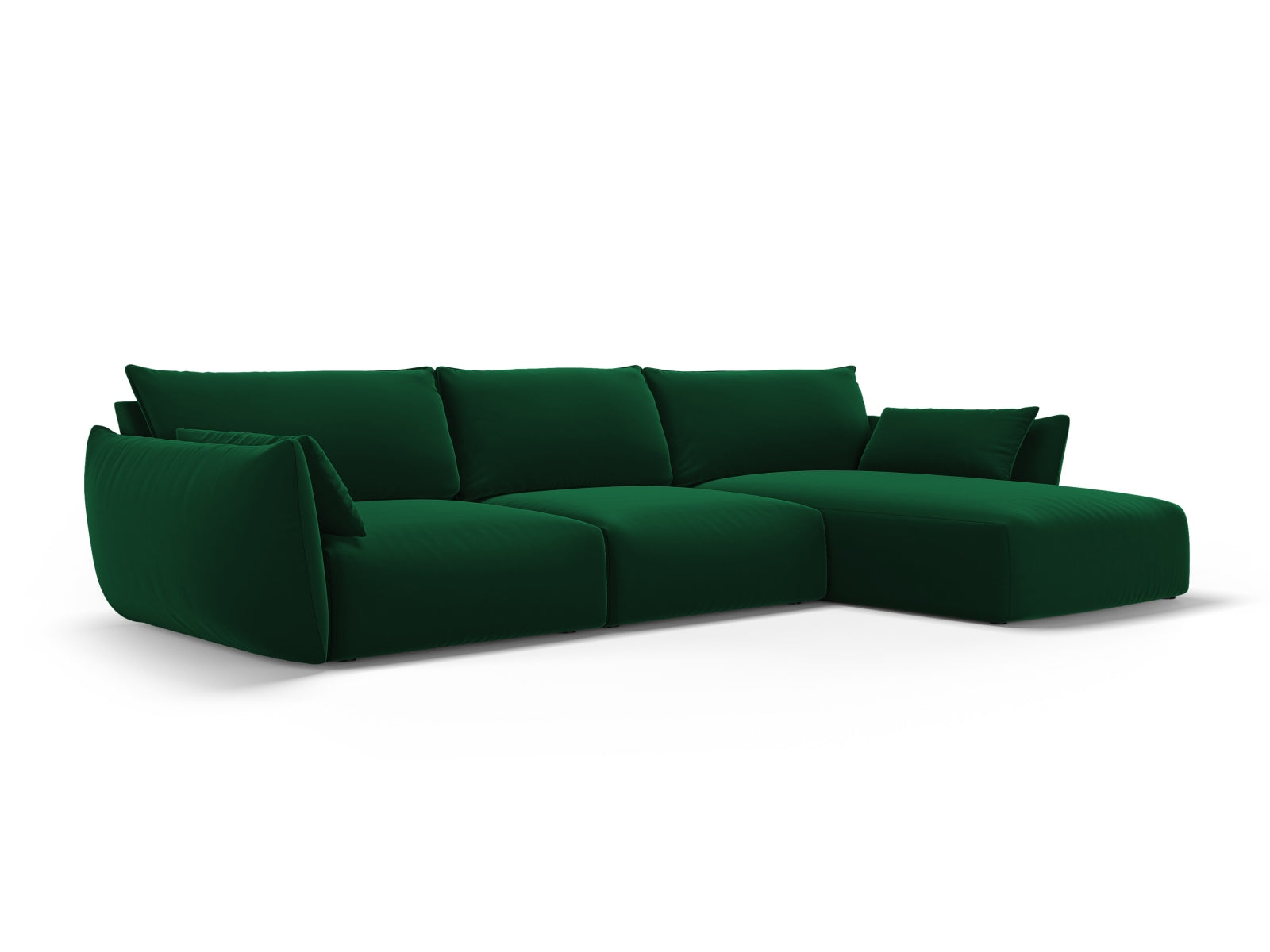 Elegantes 4-Sitzer Ecksofa rechts Matera in edlem Flaschengrün, ideal für stilvolle Wohnräume, von Cosmopolitan Design.