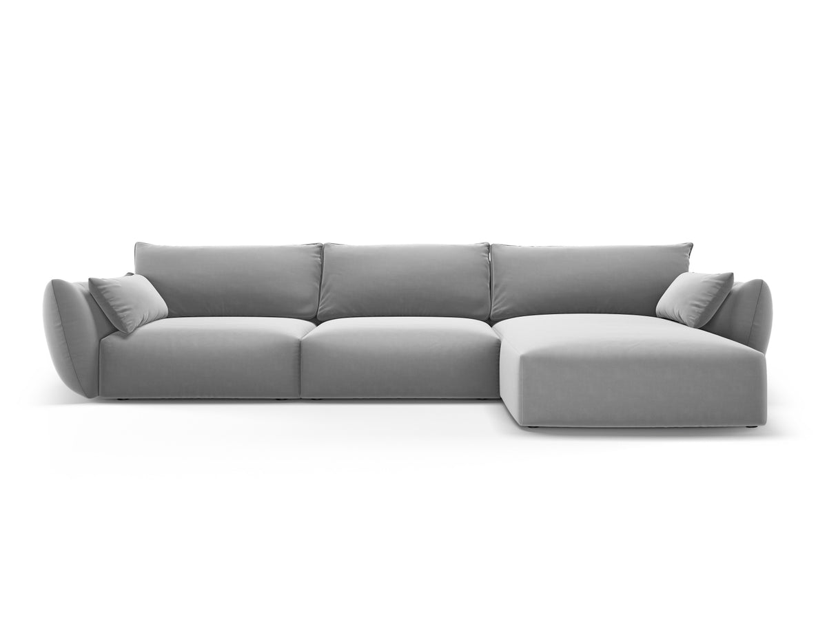 Ecksofa rechts Matera mit Stoffbezug, Récamière und schwarzen Kunststoffbeinen