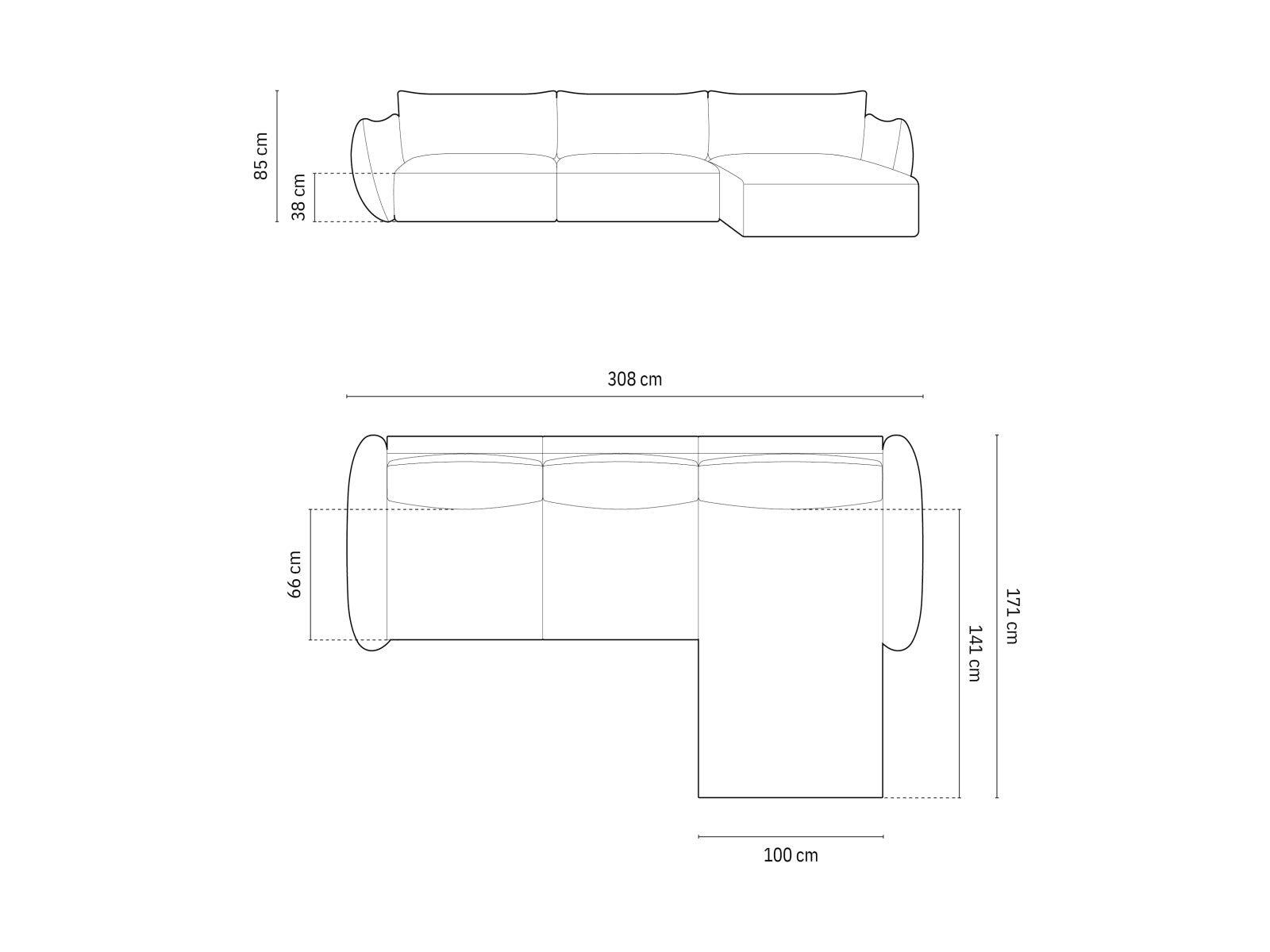 Elegantes 4-Sitzer Ecksofa rechts Matera in zeitlosem Dunkelgrau, perfekt für stilvolle Wohnzimmer, angeboten von Cosmopolitan Design.