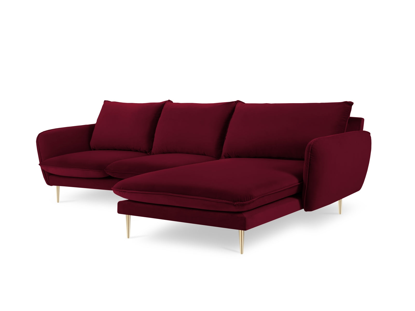 Stilvolles Vienna Velour Ecksofa rechts 5 Sitzer 170cm von Cosmopolitan Design. Luxuriöses Velour, großzügige Sitzfläche und vielseitige Farboptionen für Ihr Wohnzimmer.